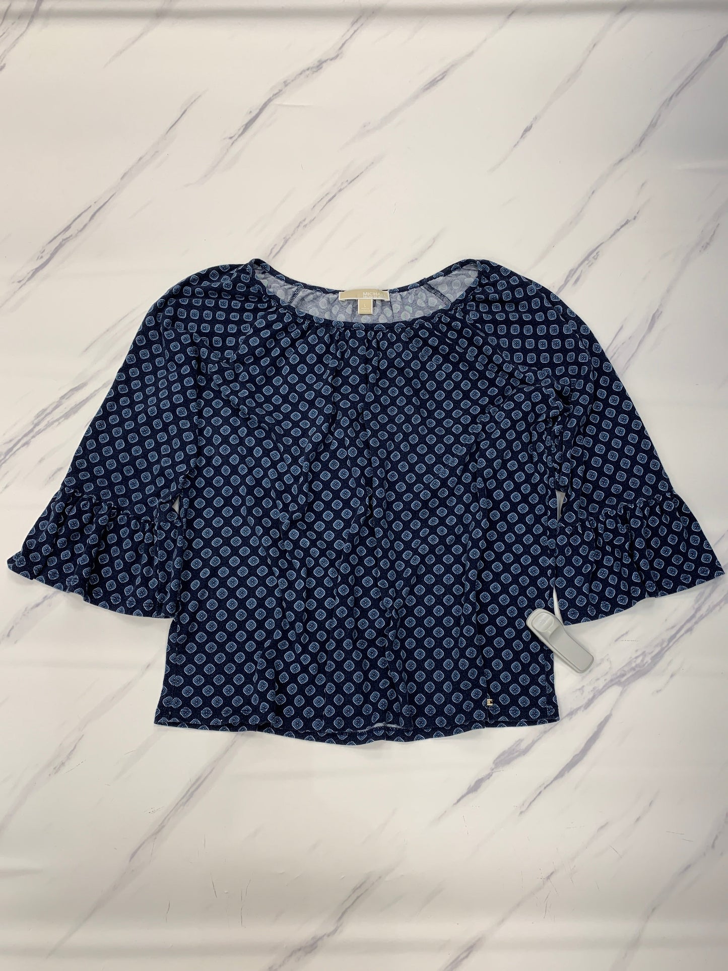 Top 3/4 Sleeve By Michael By Michael Kors In Blue, Size: L