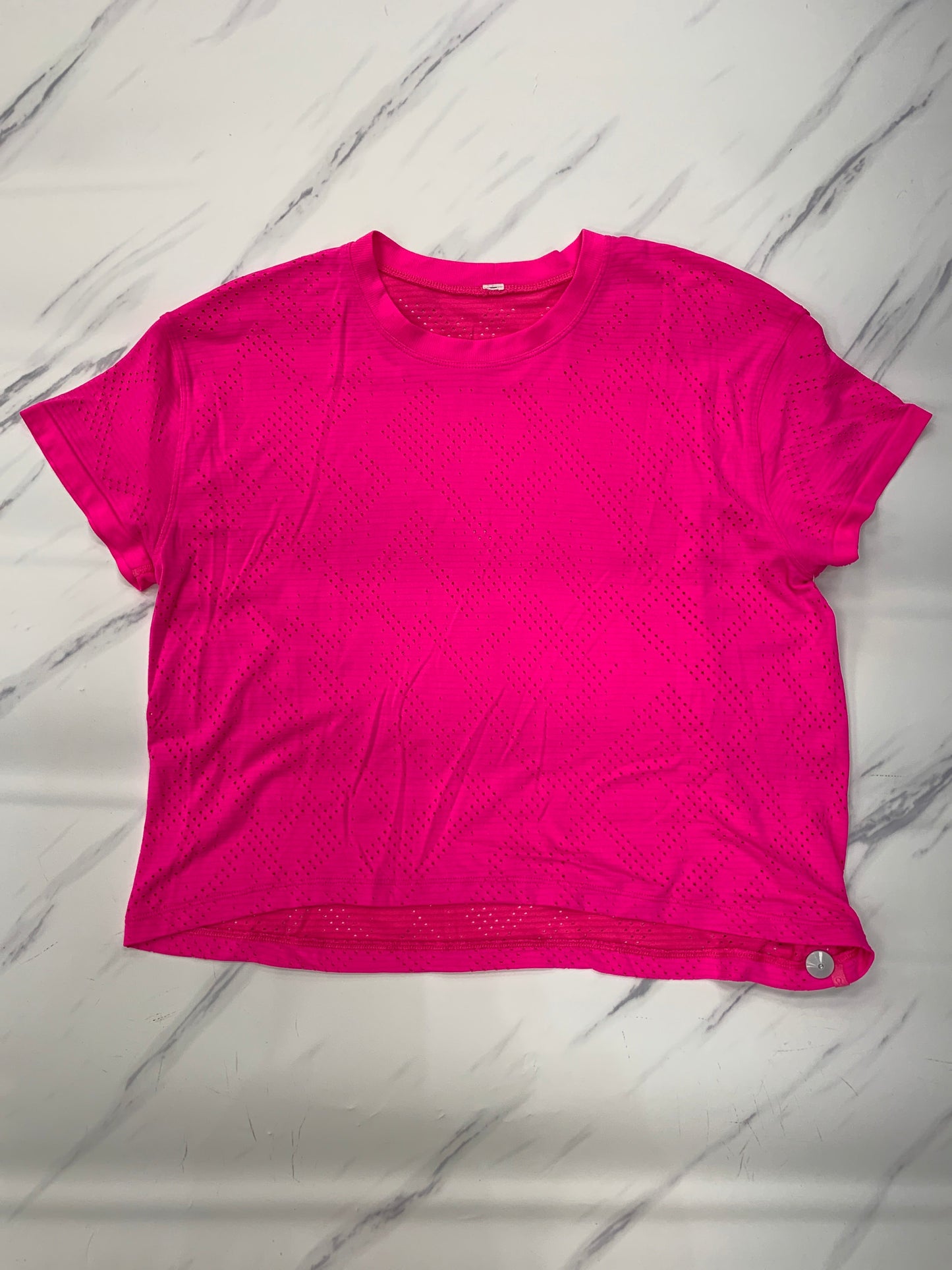 Athletic Top Short Sleeve By Lululemon In Pink, Size: 12