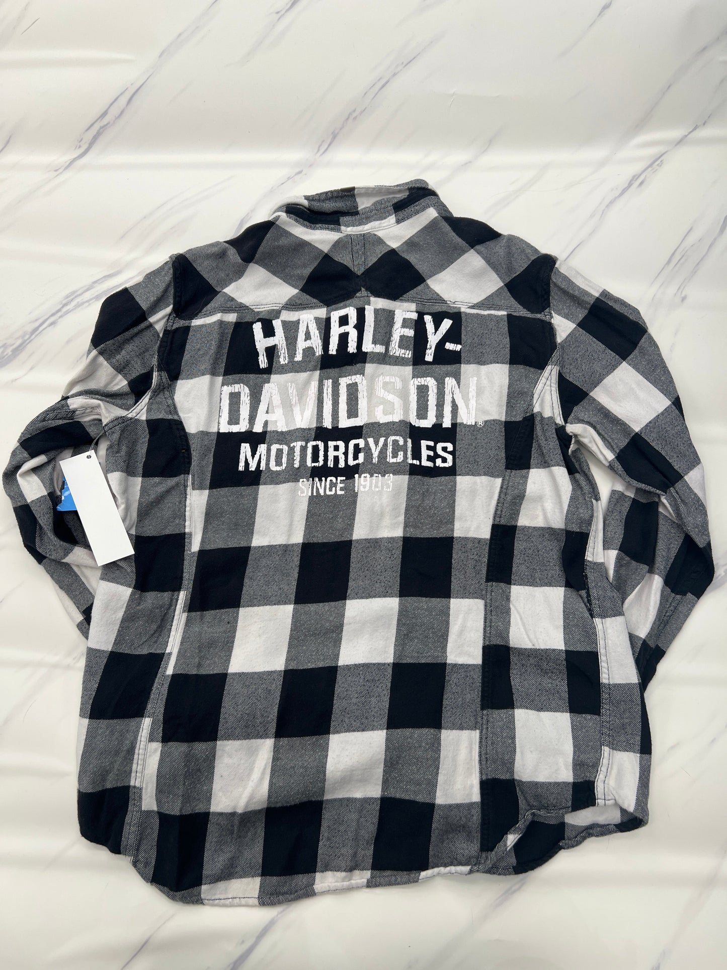 Top Long Sleeve By Harley Davidson In Black & White, Size: L