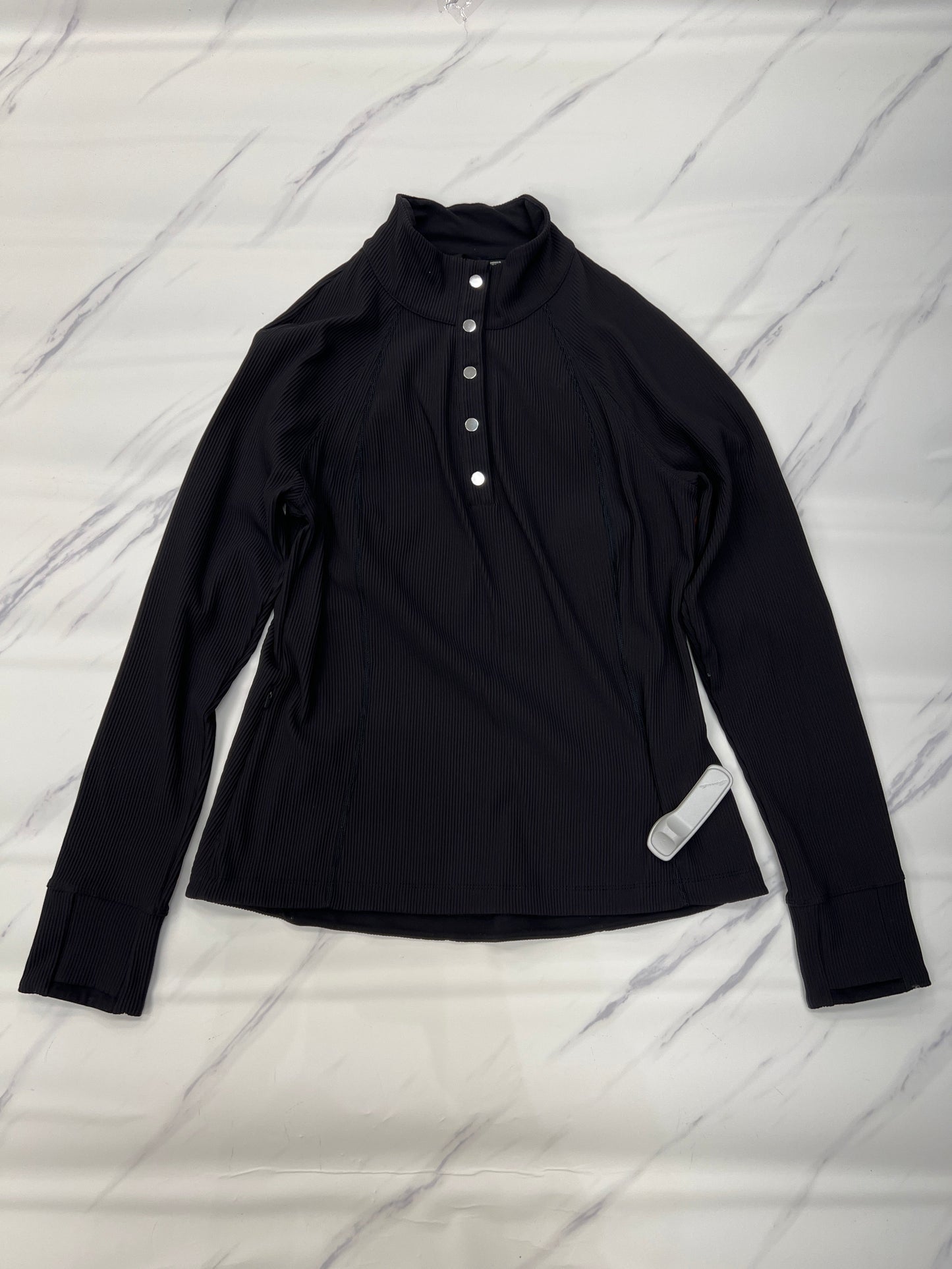 Athletic Top Long Sleeve Collar By Athleta In Black, Size: L