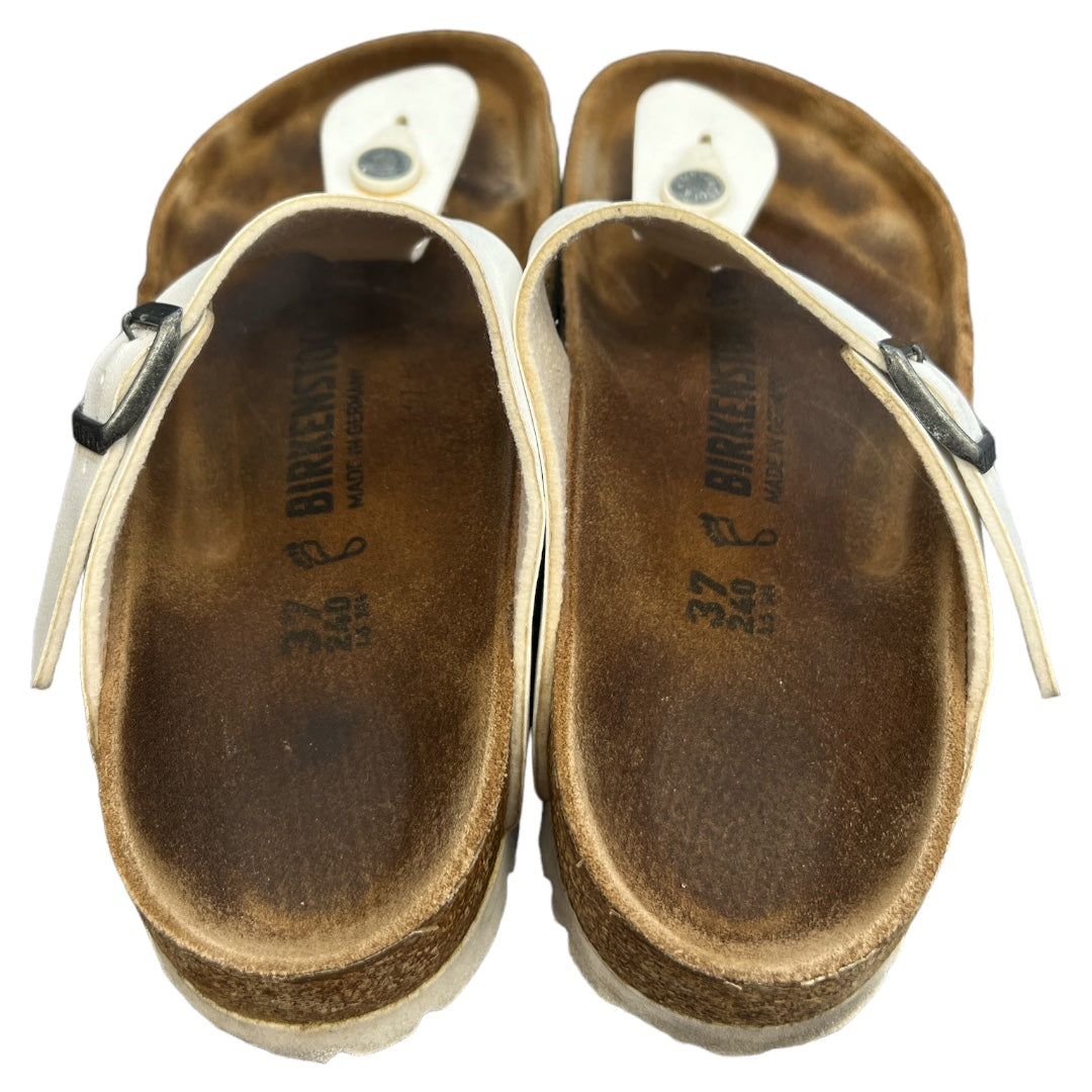 White Sandals Designer Birkenstock, Size 6