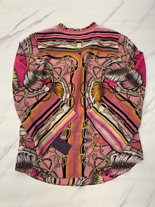 Pink Top Long Sleeve Designer Hale Bob, Size S