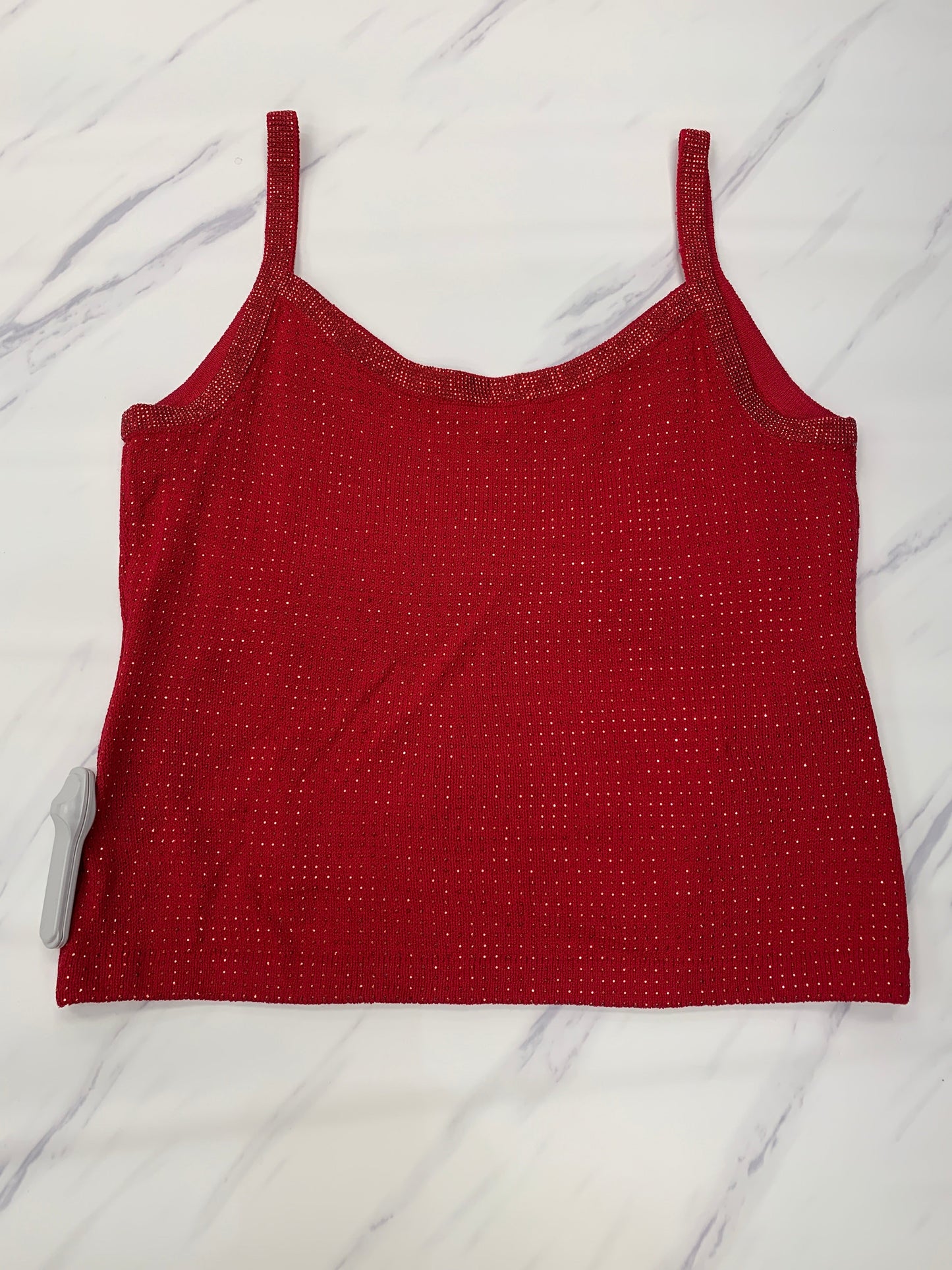 Red Top Sleeveless Designer St John Collection, Size M