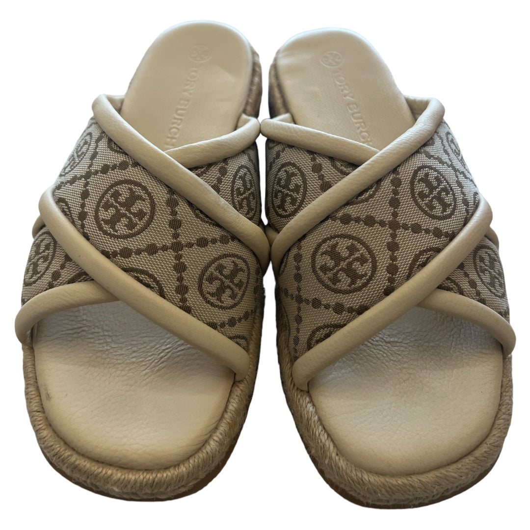 Beige Sandals Designer Tory Burch, Size 7.5