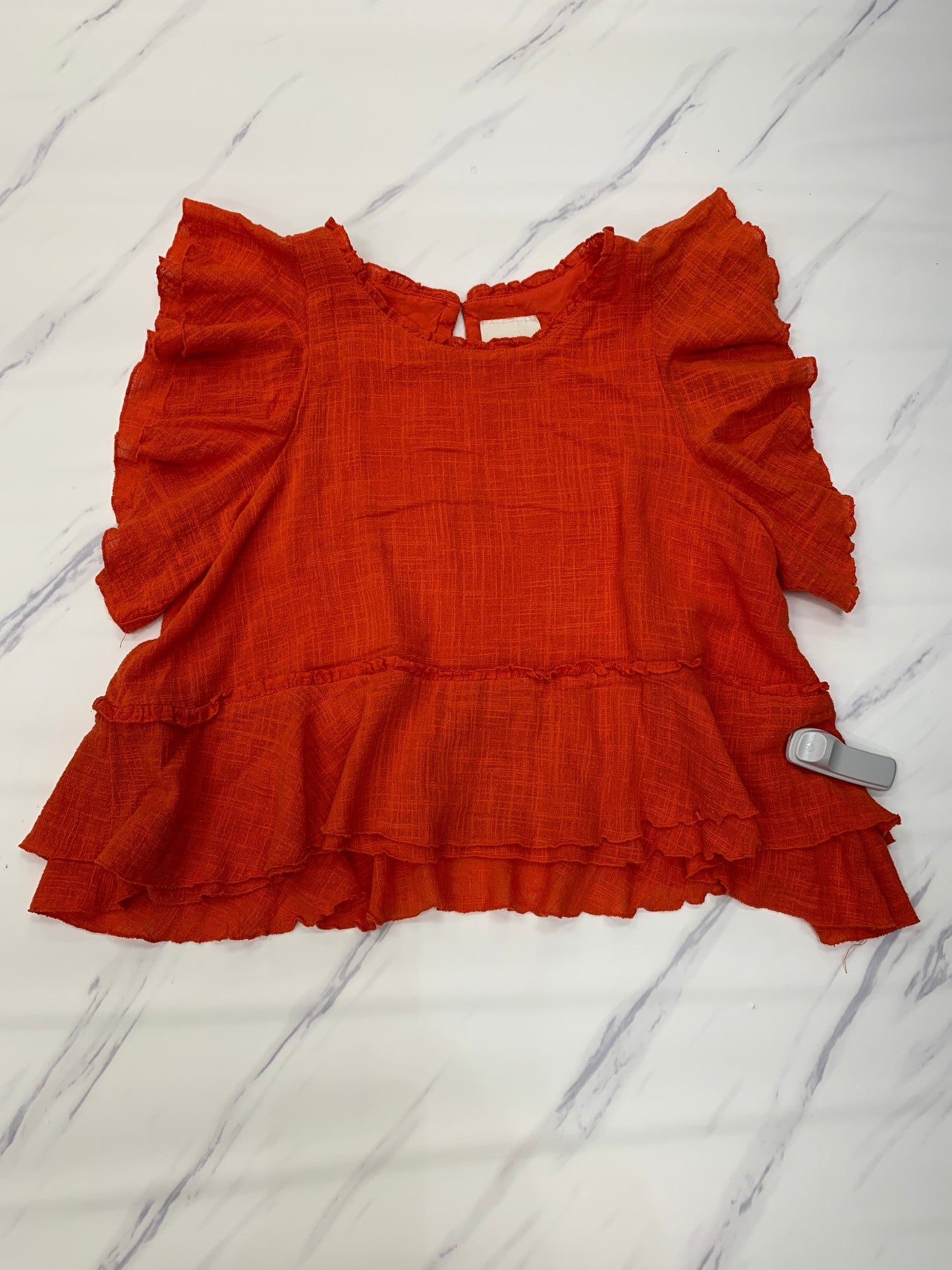 Orange Top Short Sleeve Designer Maeve, Size M