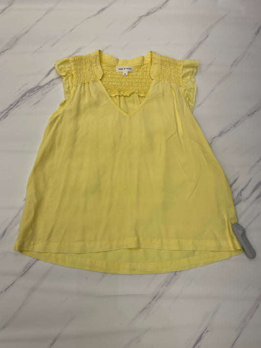 Yellow Top Sleeveless Designer Cloth & Stone, Size M