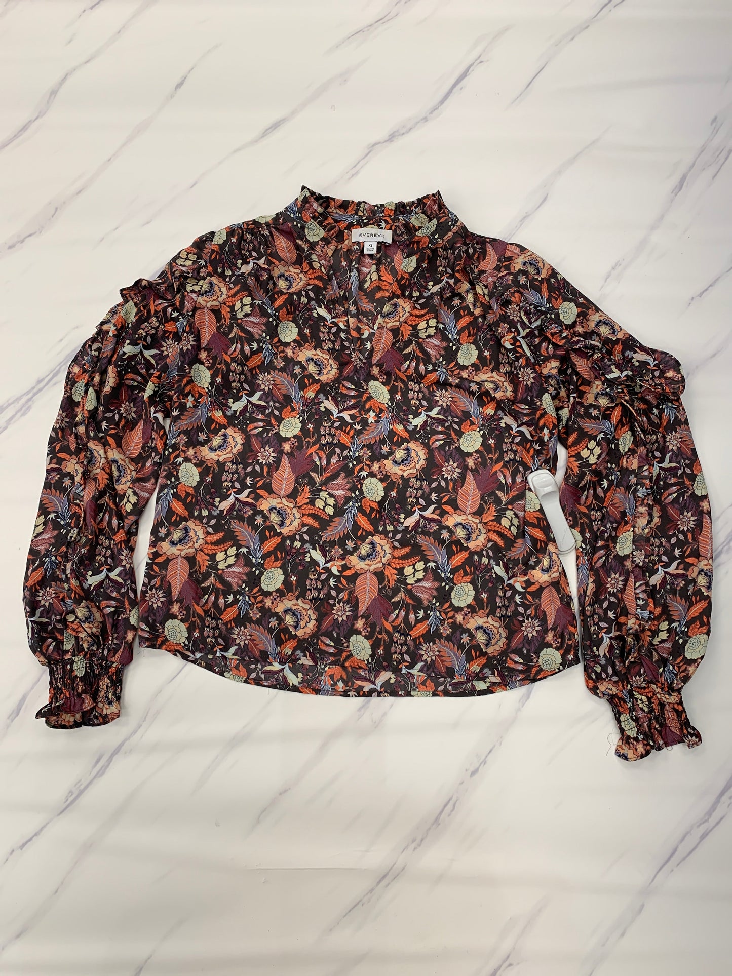 Floral Print Top Long Sleeve Evereve, Size Xs