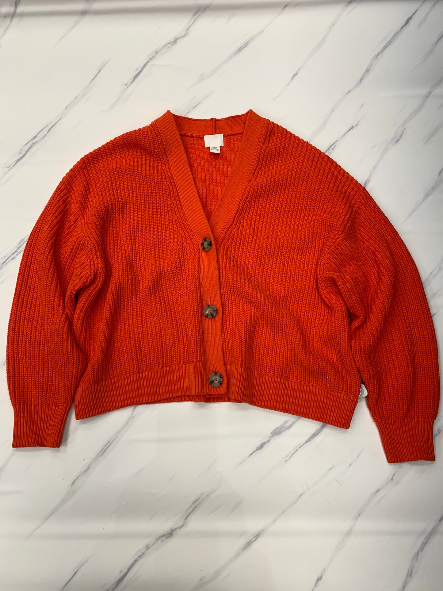 Sweater Cardigan By H&m In Orange, Size: Xxl