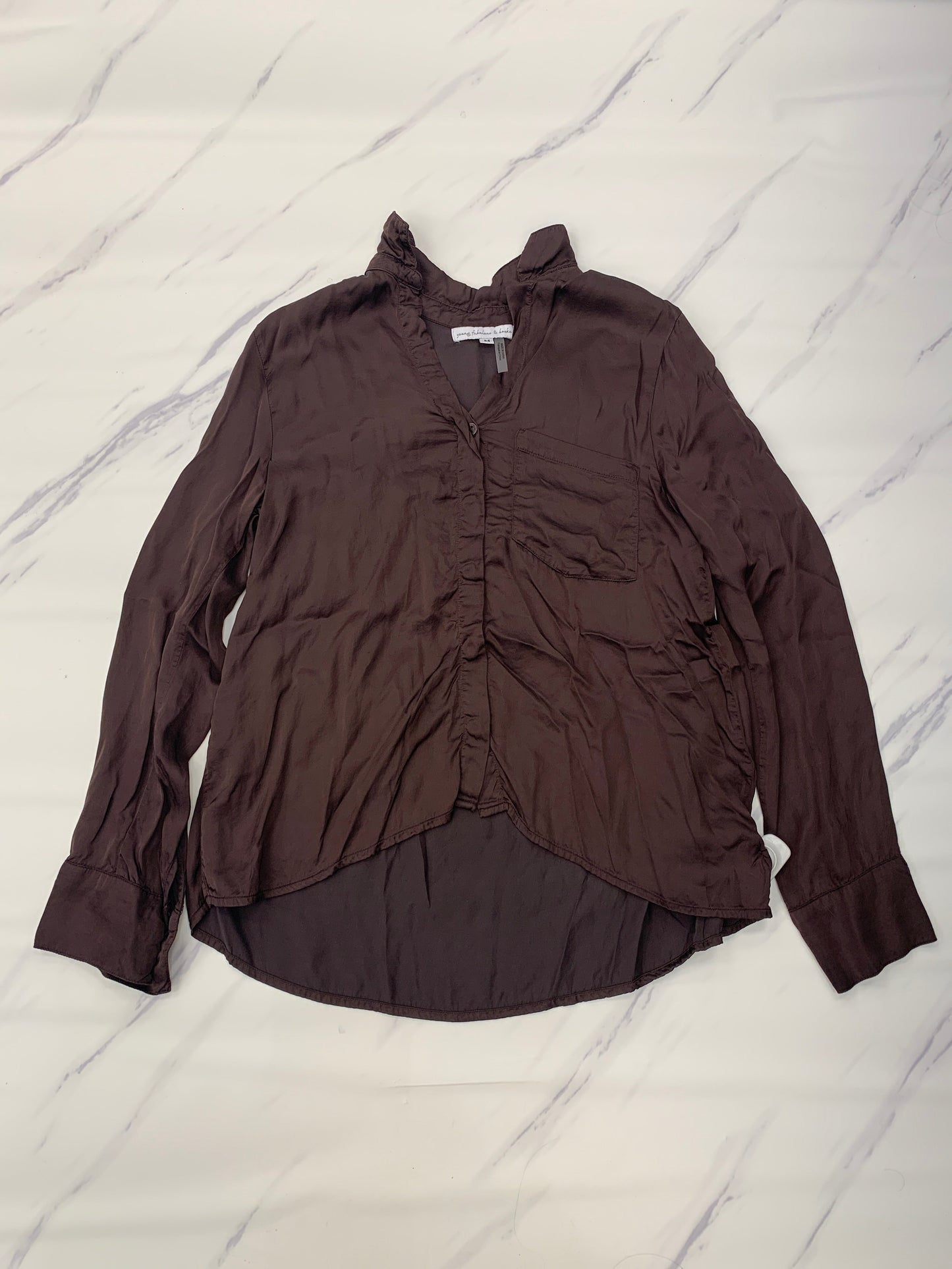 Top Long Sleeve By Young Fabulous & Broke In Brown, Size: M