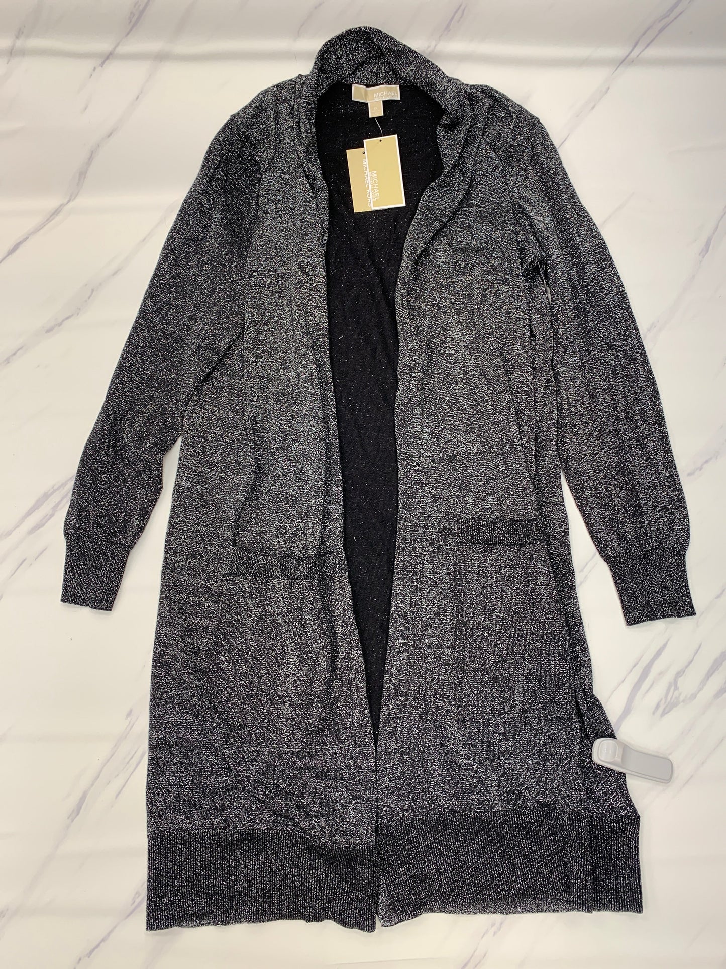 Black Sweater Cardigan Designer Michael By Michael Kors, Size Xl