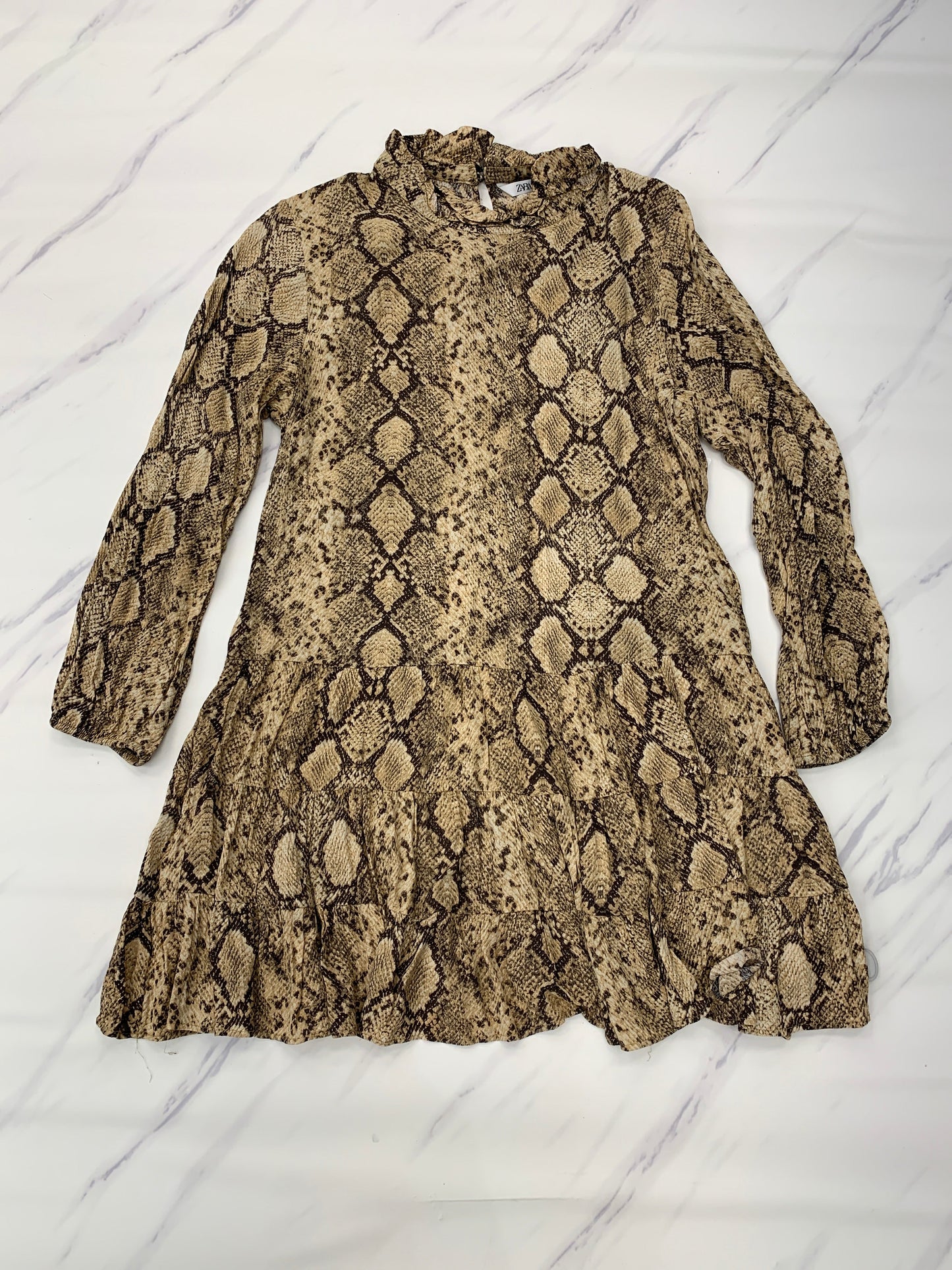 Dress Casual Short By Zara In Snakeskin Print, Size: M