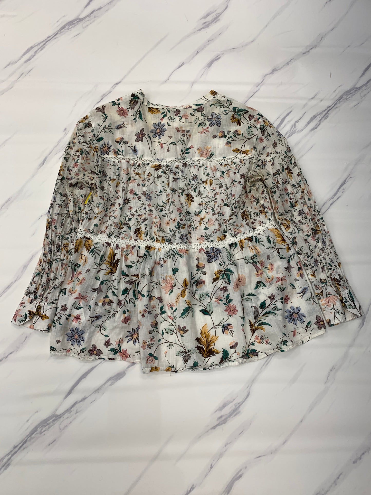 Top Long Sleeve By Anthropologie In Floral Print, Size: S