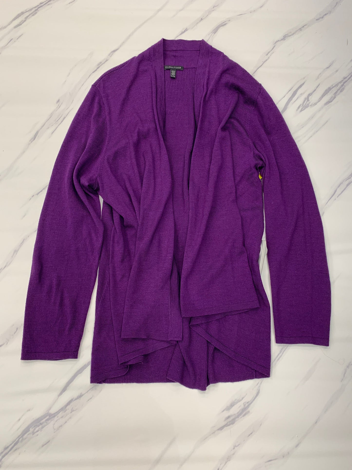 Sweater Cardigan By Eileen Fisher In Purple, Size: Xl