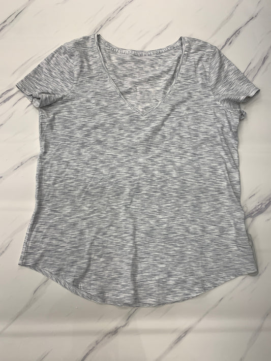 Athletic Top Short Sleeve By Lululemon In Grey, Size: 12