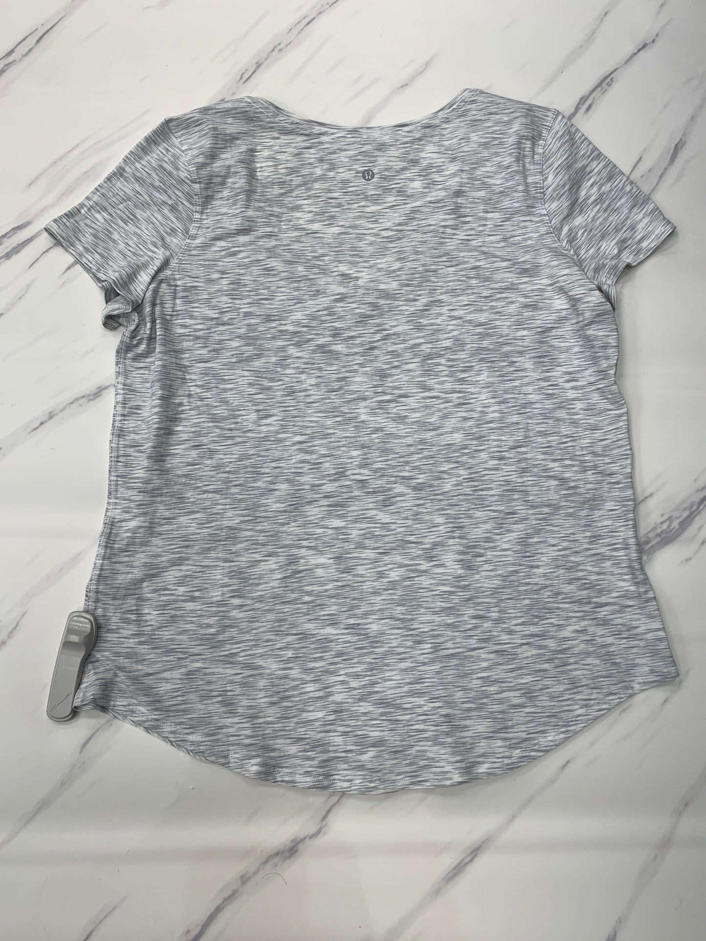 Athletic Top Short Sleeve By Lululemon In Grey, Size: 12