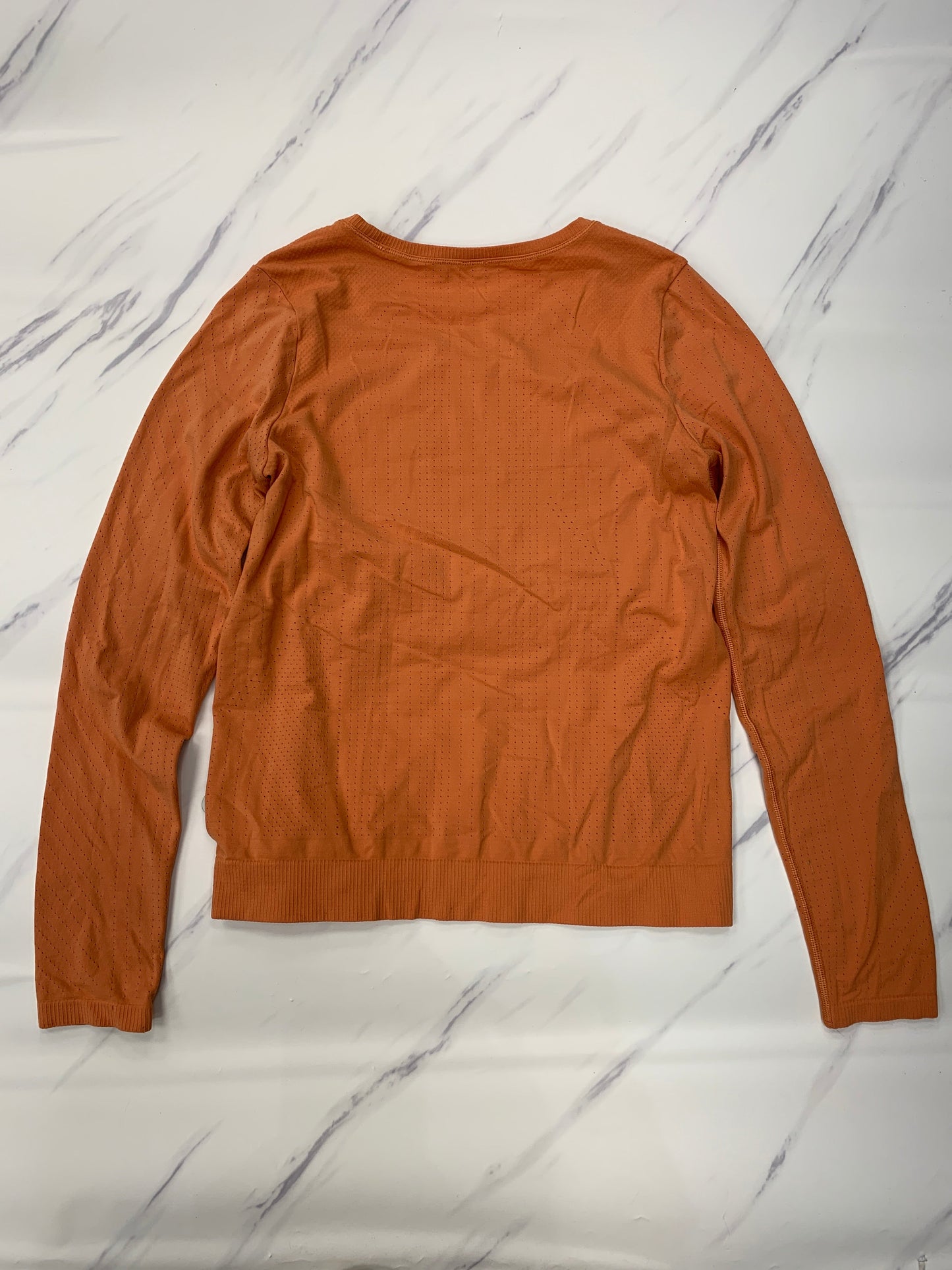 Athletic Top Long Sleeve Collar By Lululemon In Orange, Size: 8