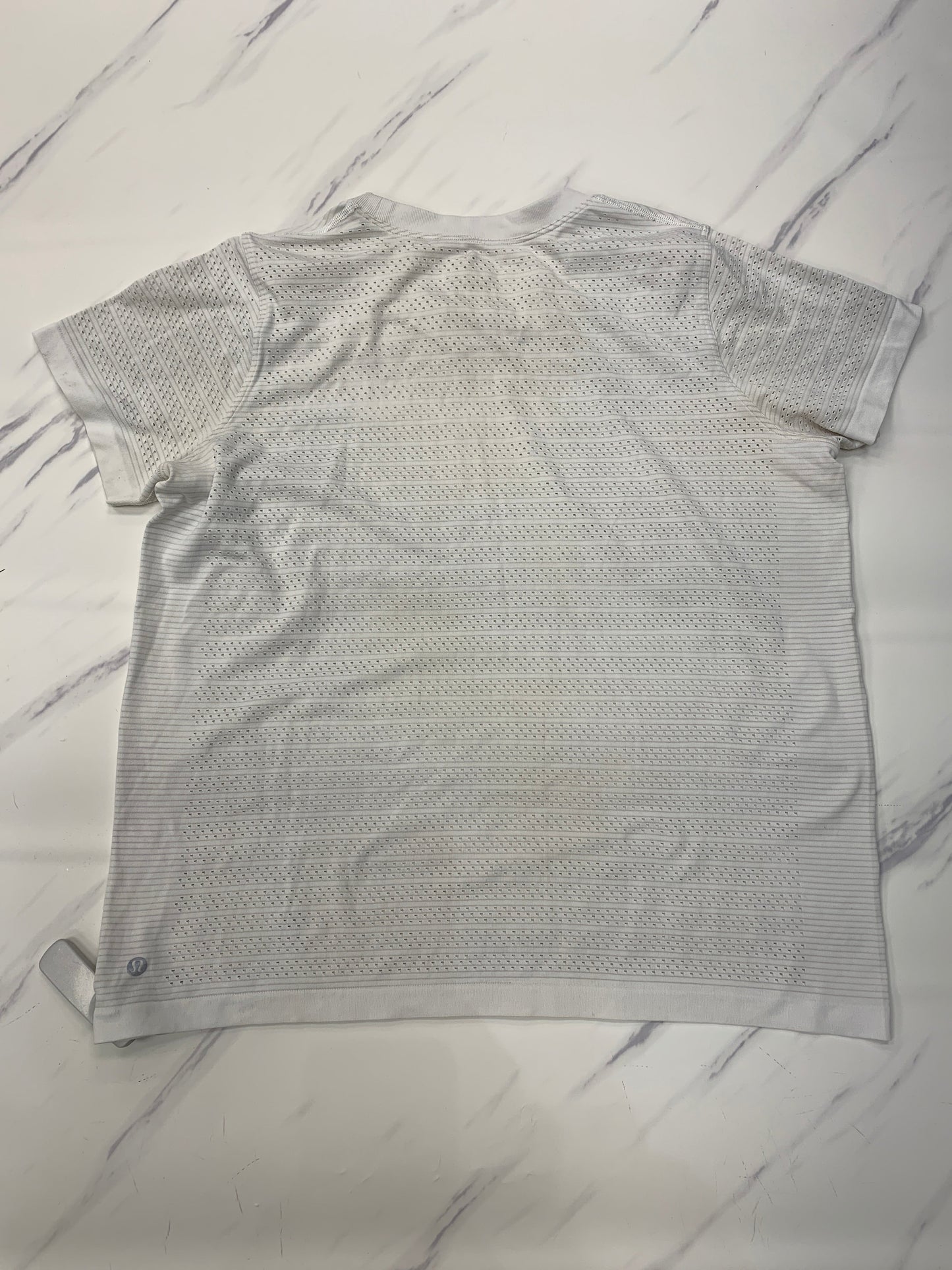 Athletic Top Short Sleeve By Lululemon In White, Size: 12