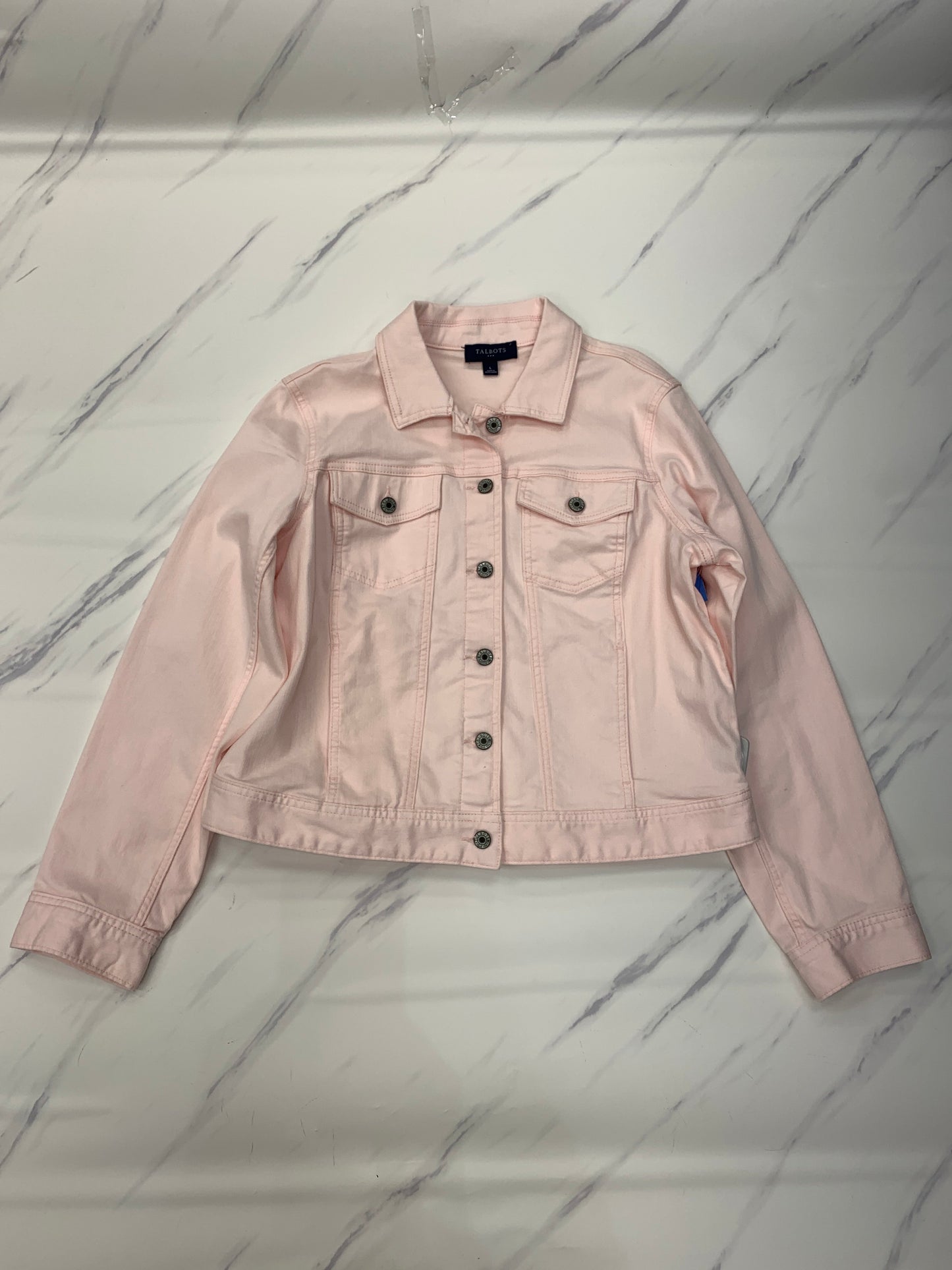 Jacket Denim By Talbots In Pink, Size: L