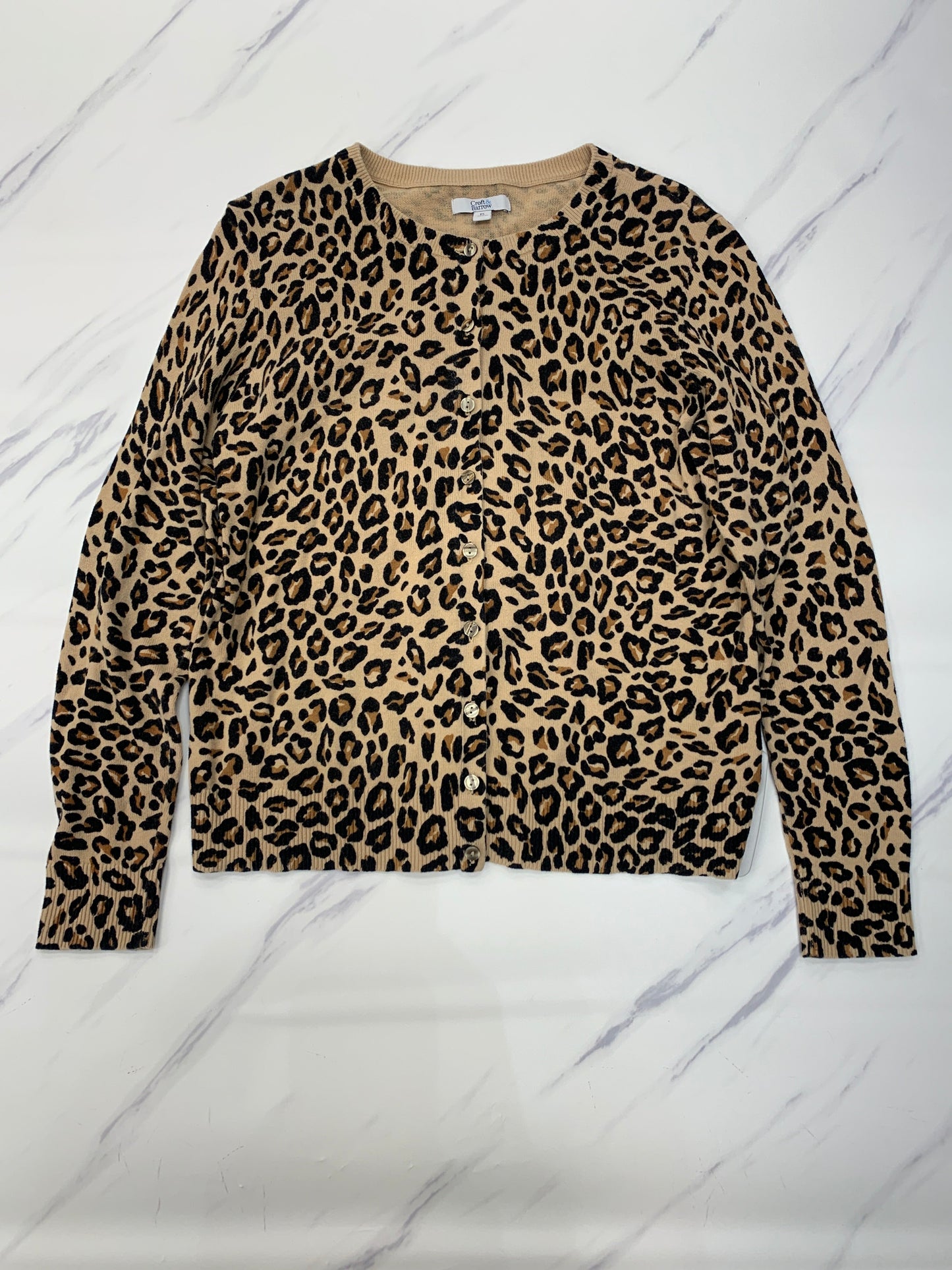 Sweater Cardigan By Croft And Barrow In Animal Print, Size: Sp