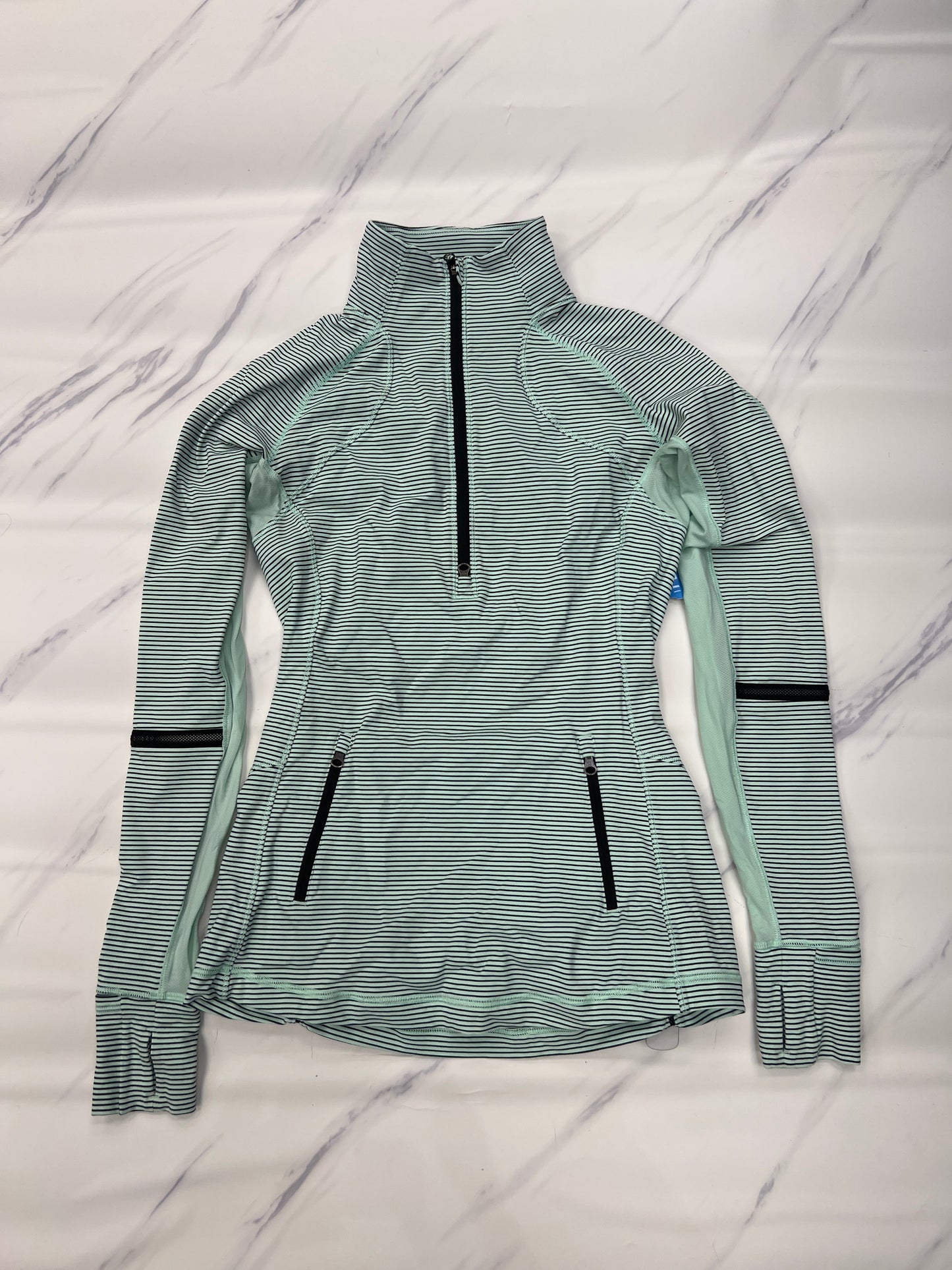 Athletic Top Long Sleeve Collar By Lululemon In Green, Size: 6