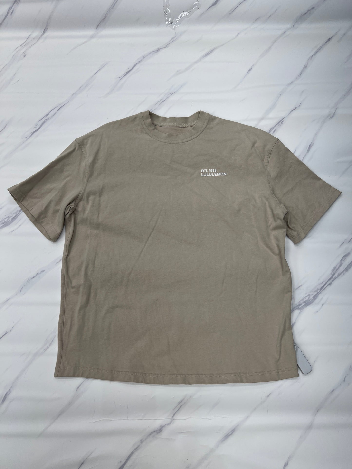 Athletic Top Short Sleeve By Lululemon In Tan, Size: M