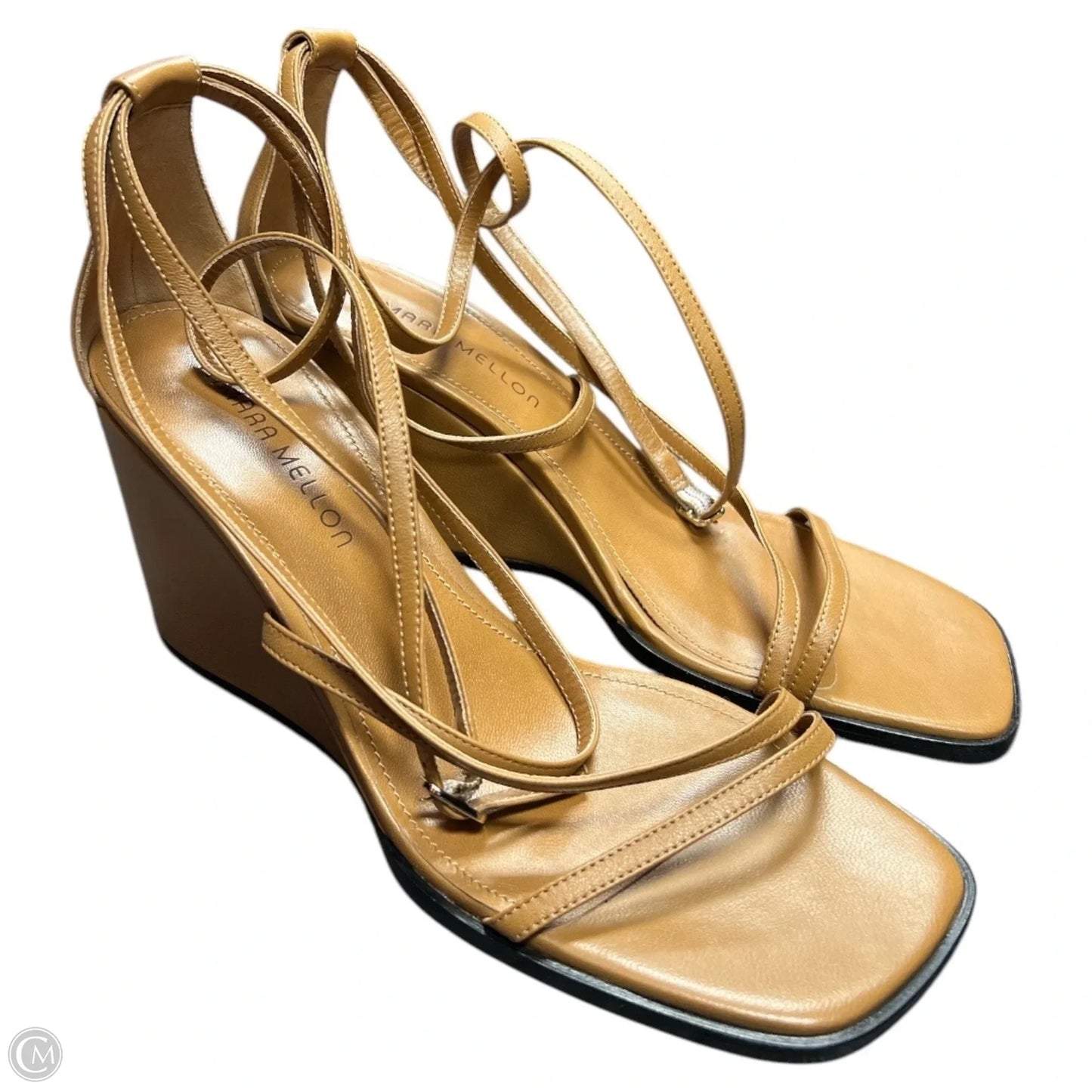 Sandals Heels Wedge By Cma In Brown, Size: 9.5