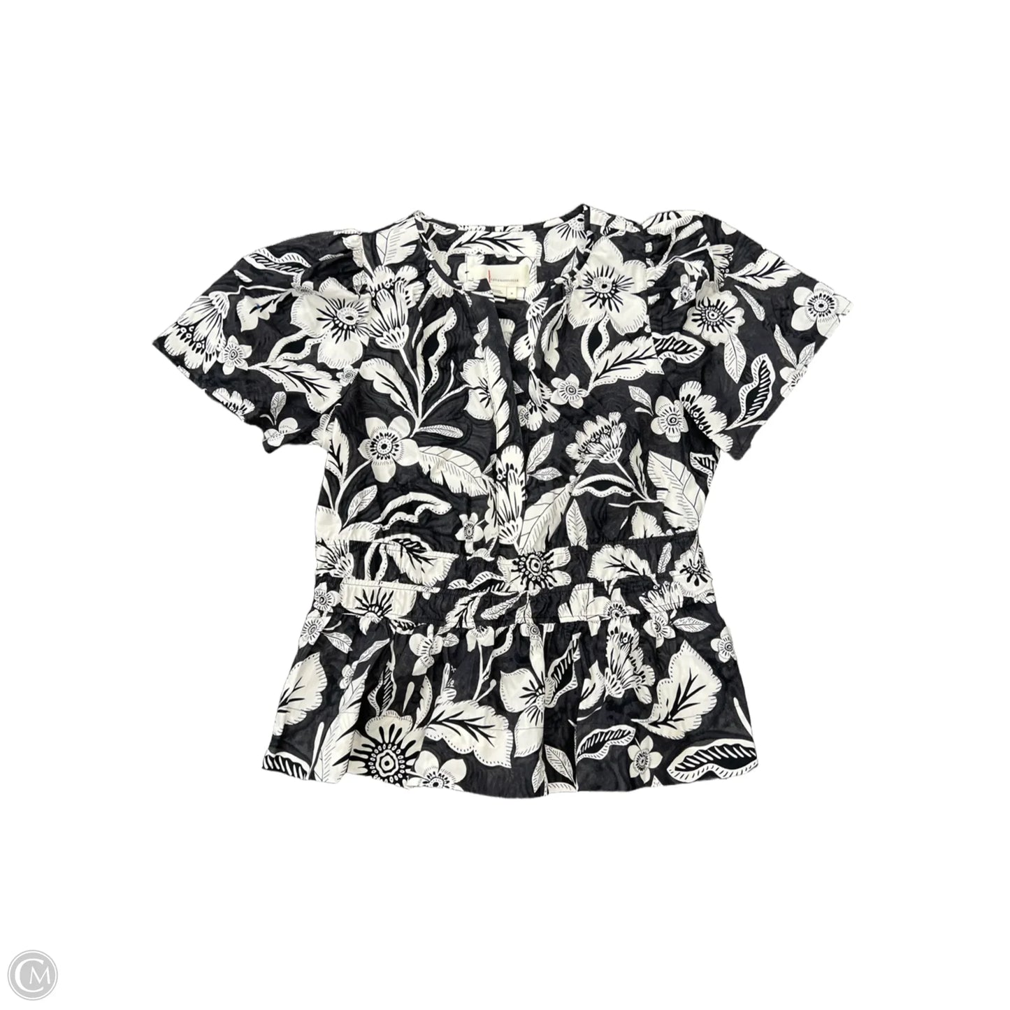 Top Short Sleeve By Anthropologie In Black, Size: M