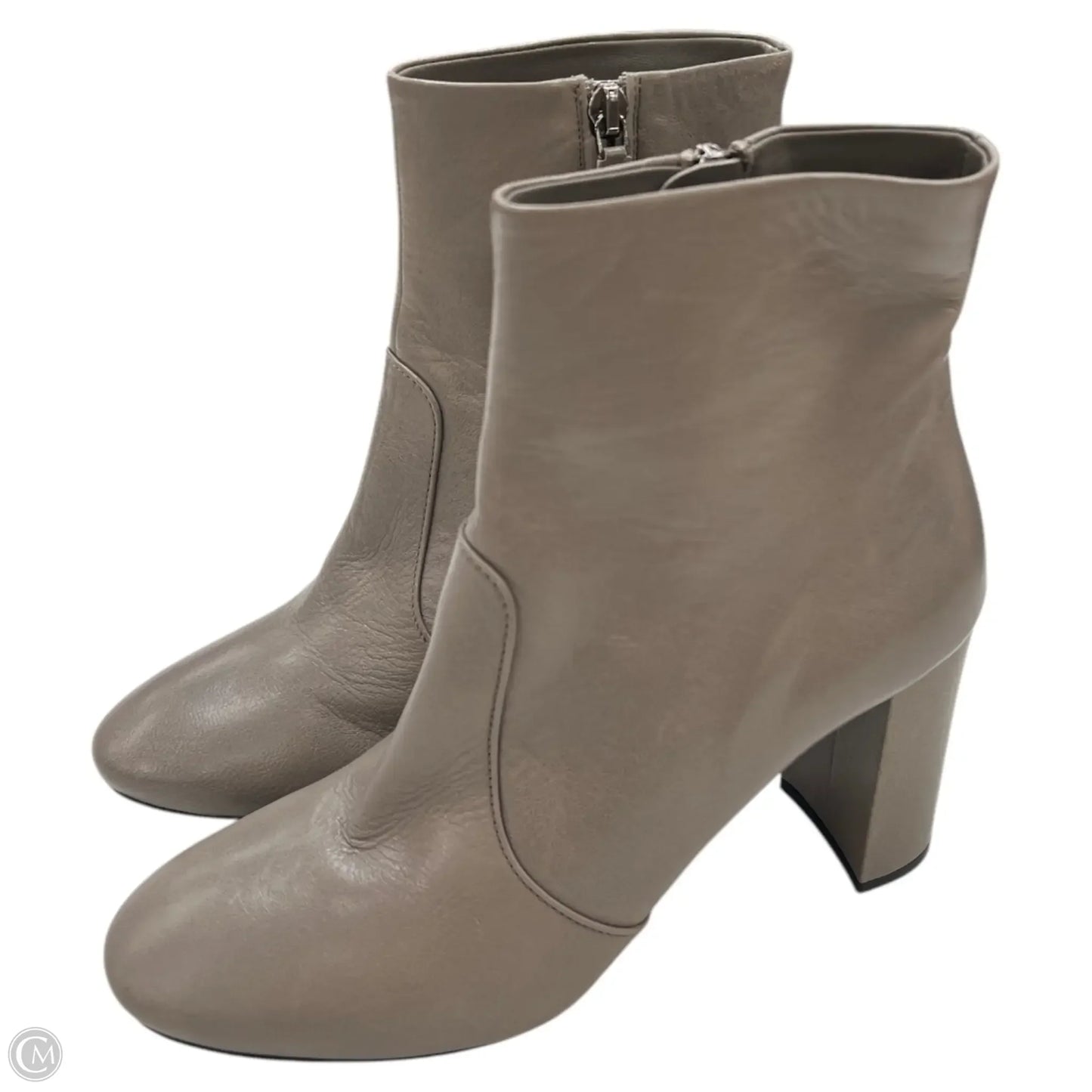 Boots Luxury Designer By Prada In Taupe, Size: 7.5