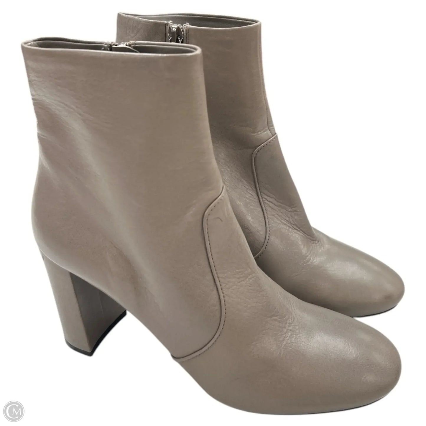 Boots Luxury Designer By Prada In Taupe, Size: 7.5