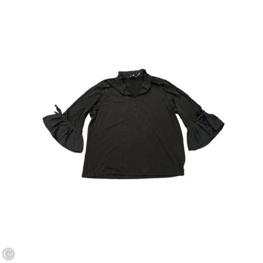 Top 3/4 Sleeve Designer By Karl Lagerfeld In Black, Size: 1x