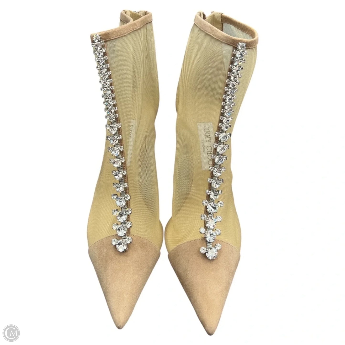 Boots Luxury Designer By Jimmy Choo In Beige, Size: 9