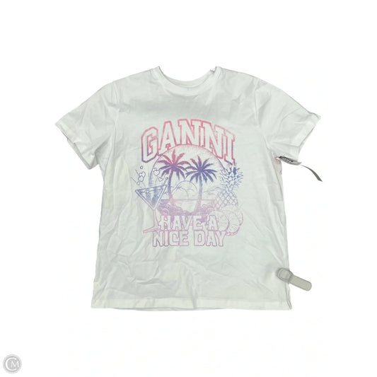 Top Short Sleeve Luxury Designer By Ganni In White, Size: S