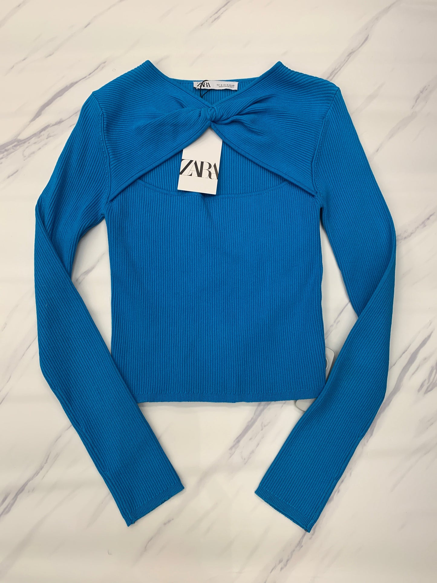 Blue Top Long Sleeve Zara, Size M