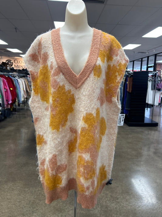 Vest Sweater By Maeve In Brown & Yellow, Size:L