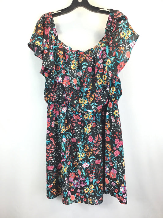 Floral Print Dress Casual Short Express, Size Xl