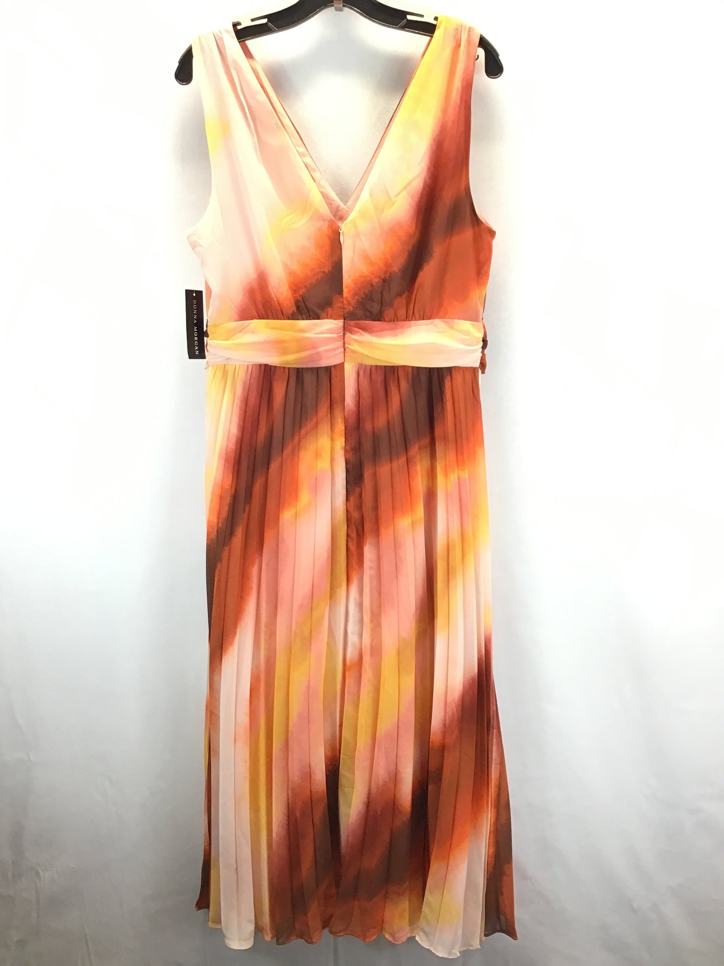 Brown & Orange Dress Party Long Donna Morgan, Size 14