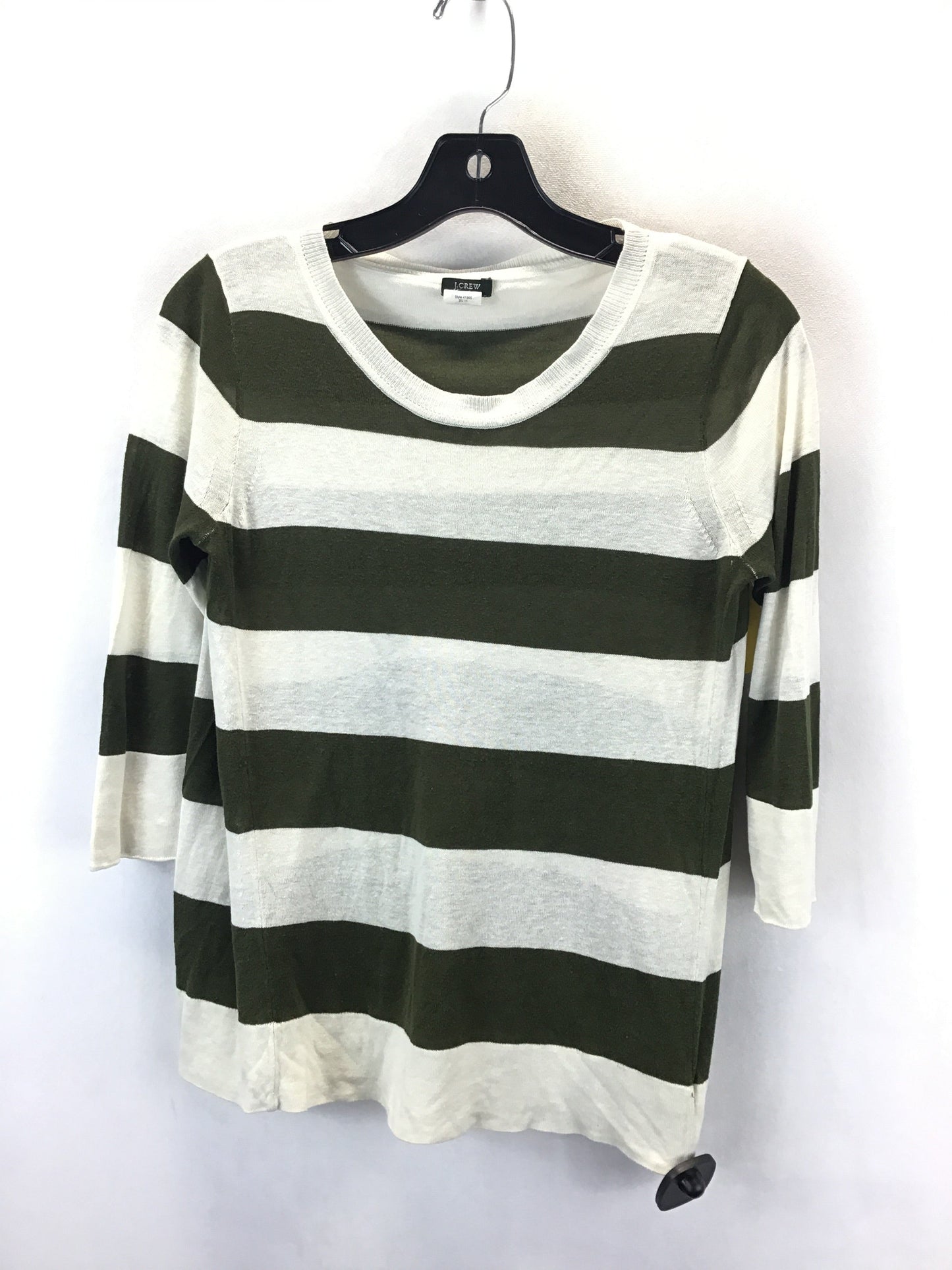 Top 3/4 Sleeve Basic By J Crew In Striped, Size: Xs