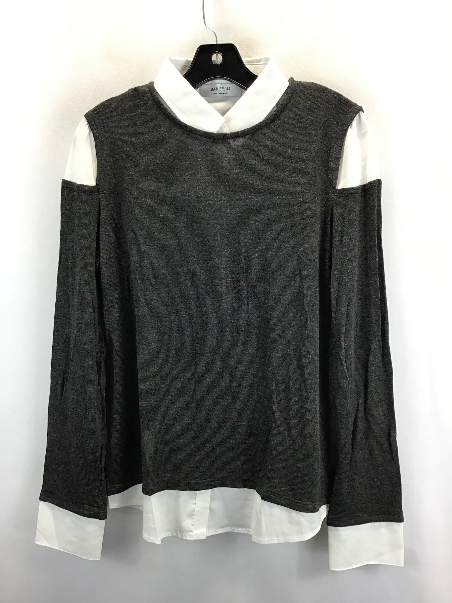 Top Long Sleeve By Bailey 44 In Grey, Size: L