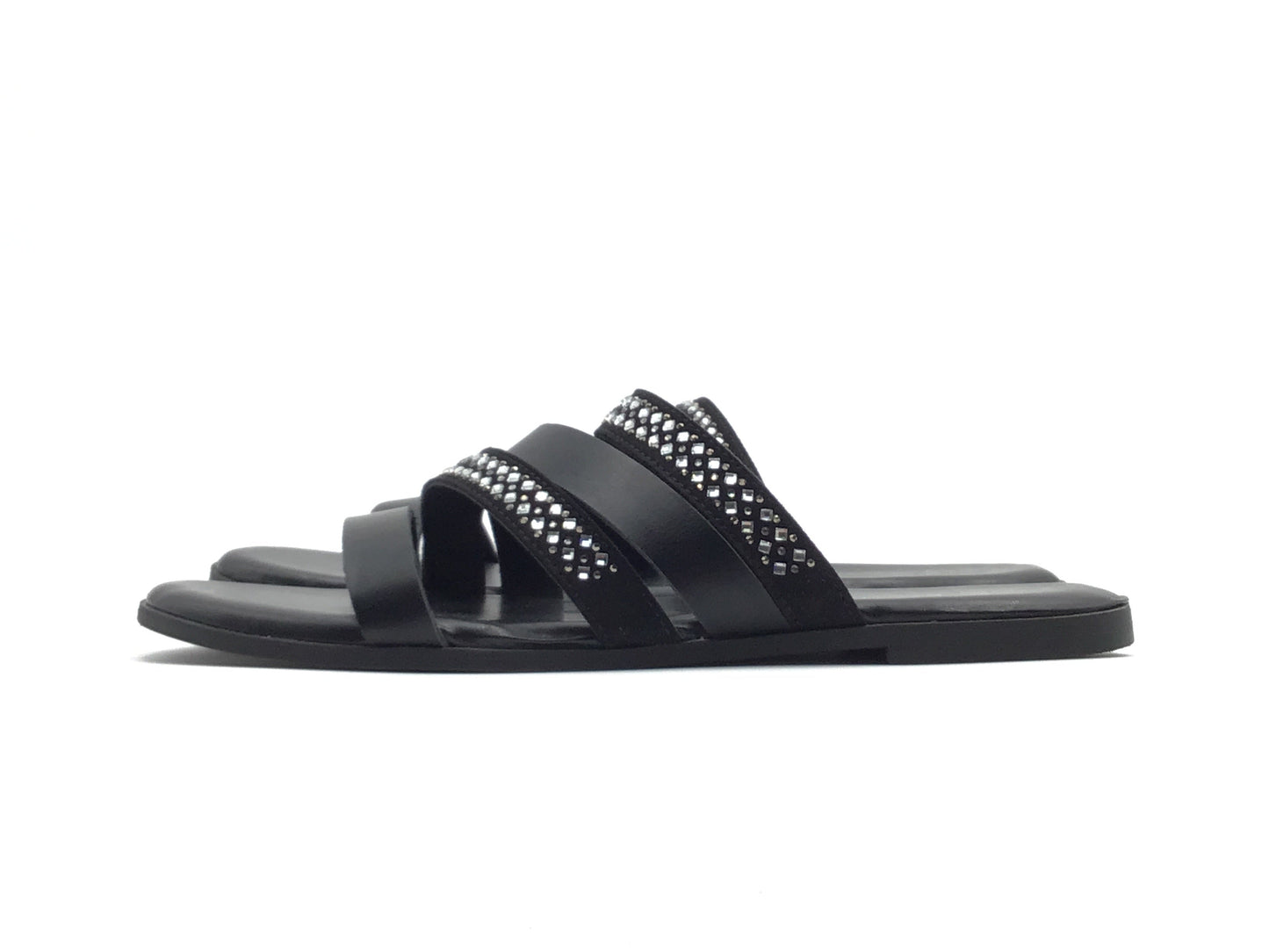 Black & Silver Sandals Flats Time And Tru, Size 7.5