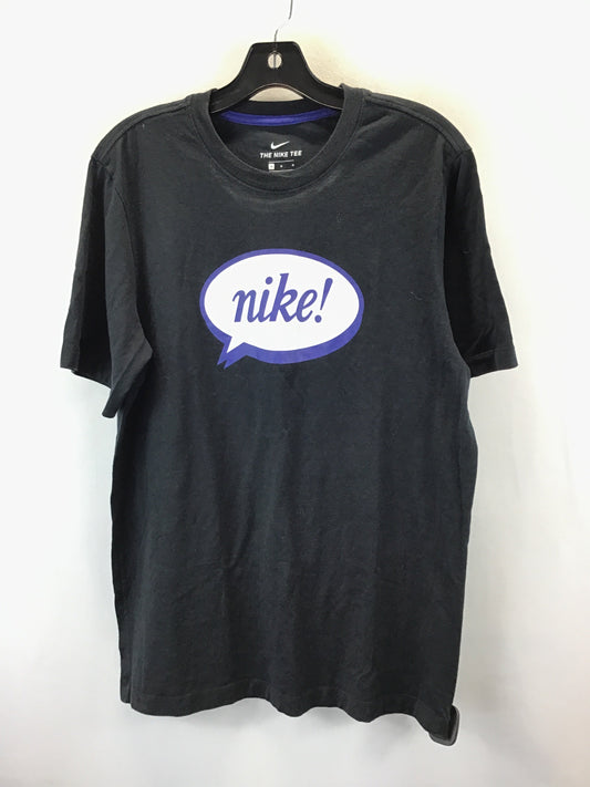 Athletic Top Short Sleeve By Nike In Black & Blue, Size: M