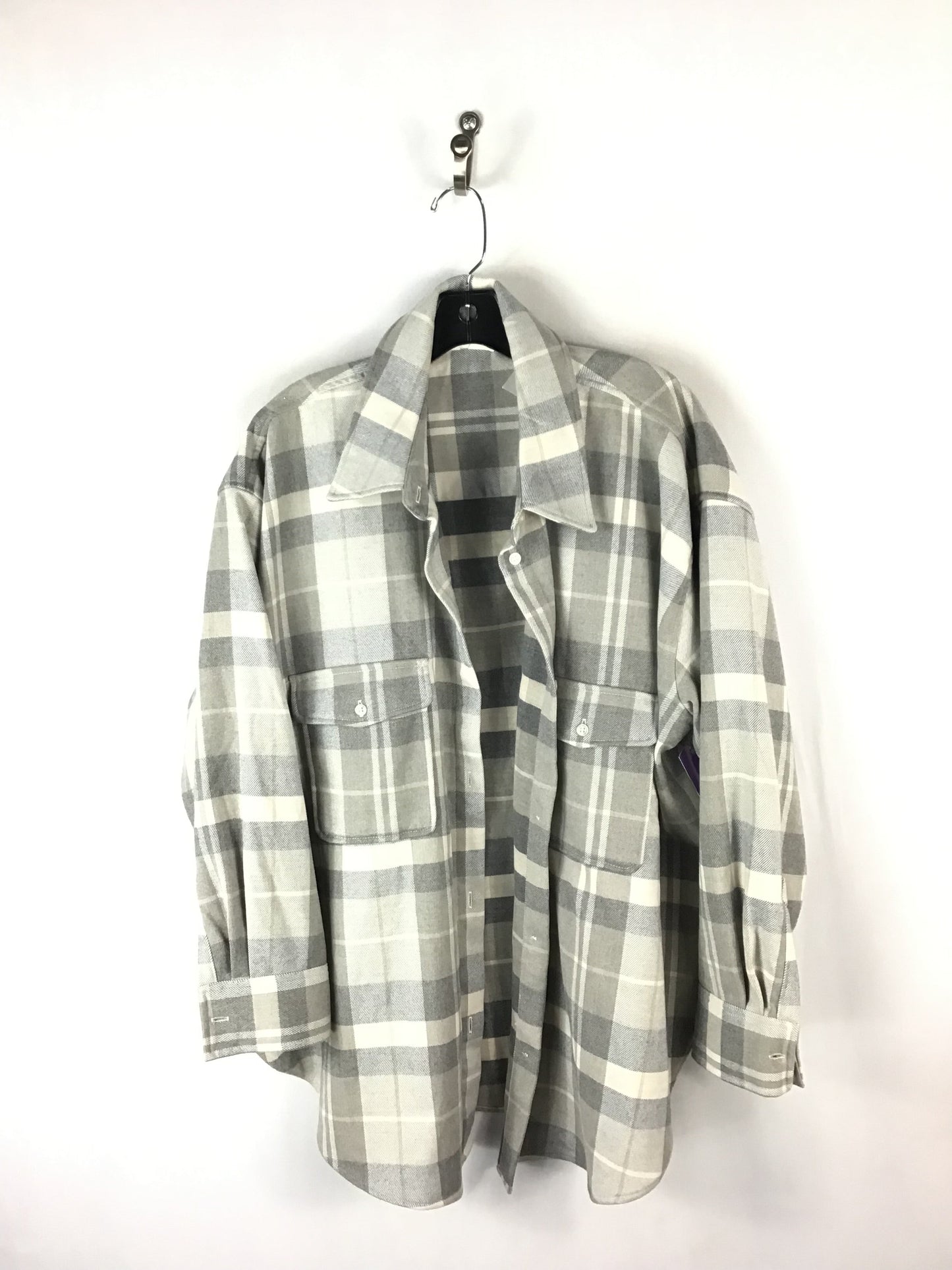 Jacket Shirt By H&m In Grey & White, Size: Xl