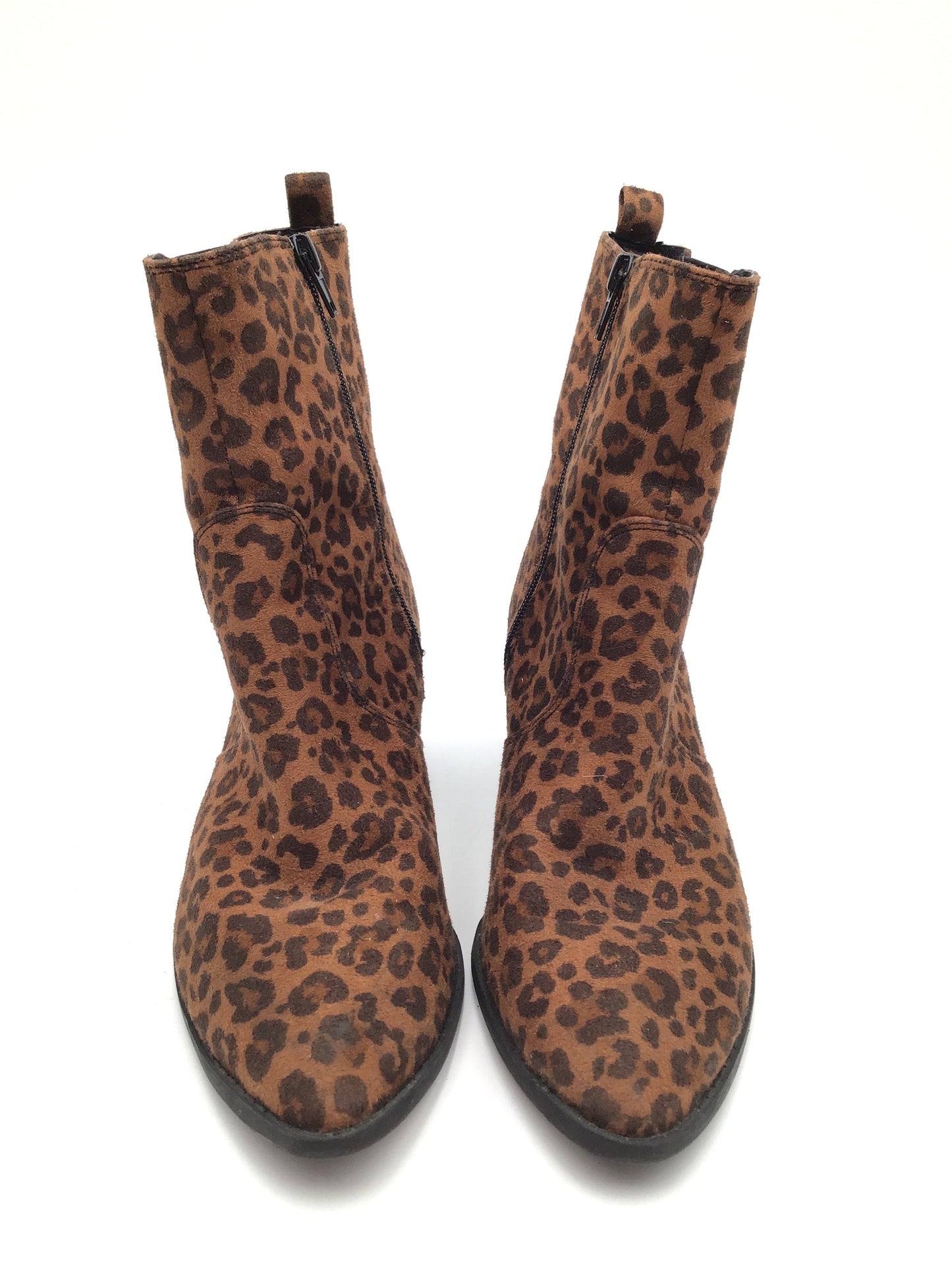 Boots Ankle Heels By Express In Animal Print, Size: 8