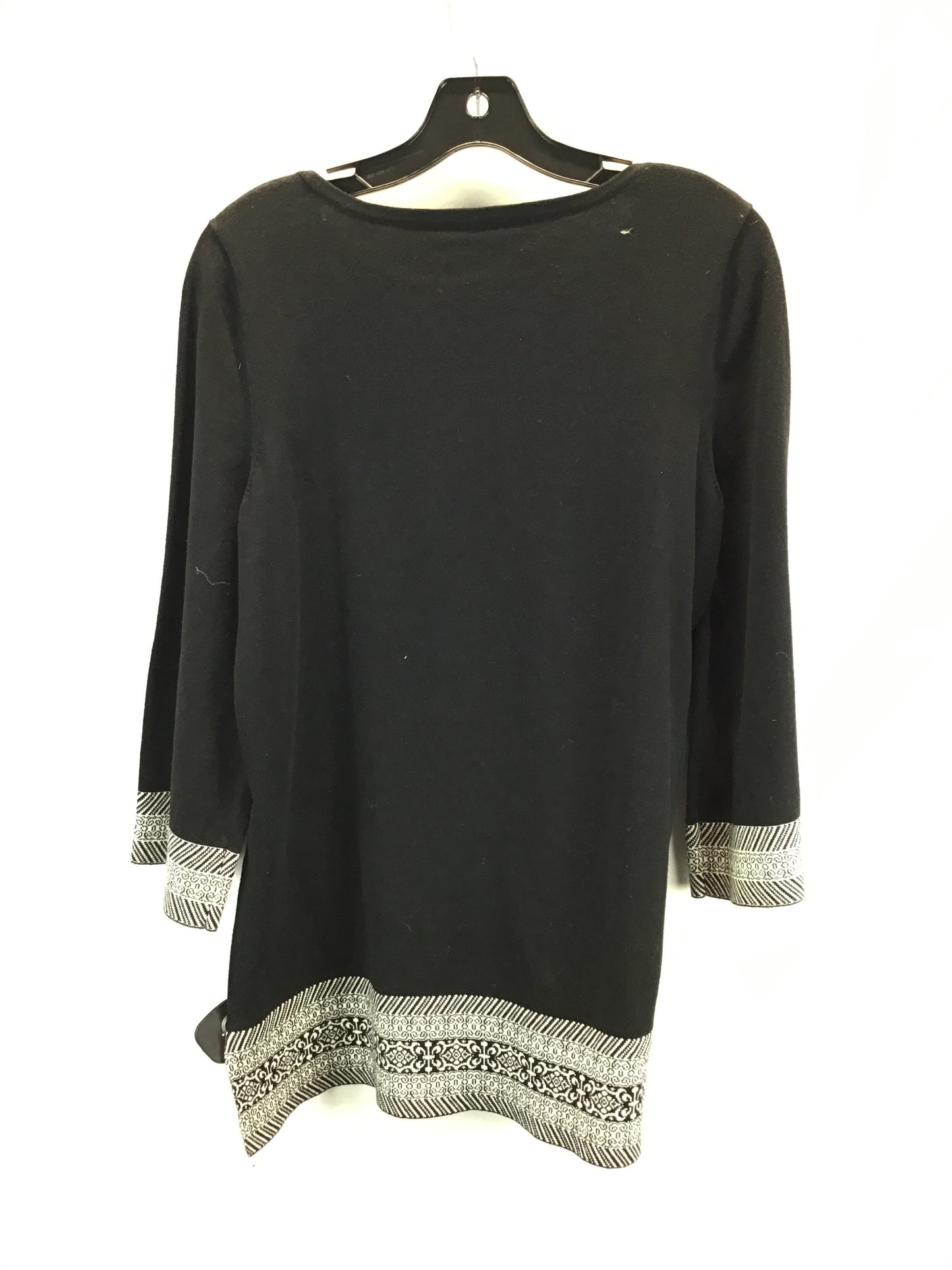 Top 3/4 Sleeve By Chicos In Black White, Size: 1 / M