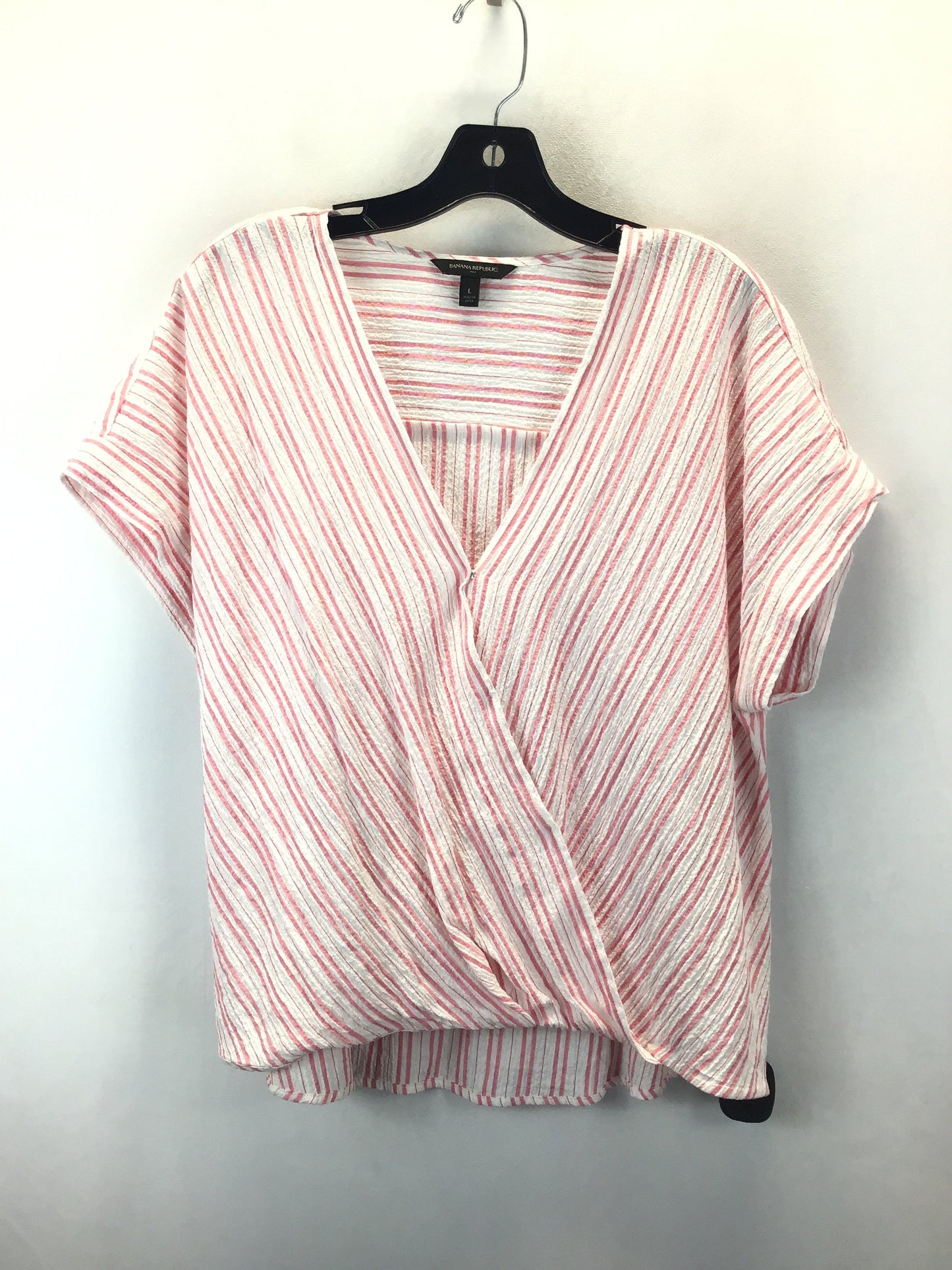 Red White Top Short Sleeve Banana Republic O, Size L