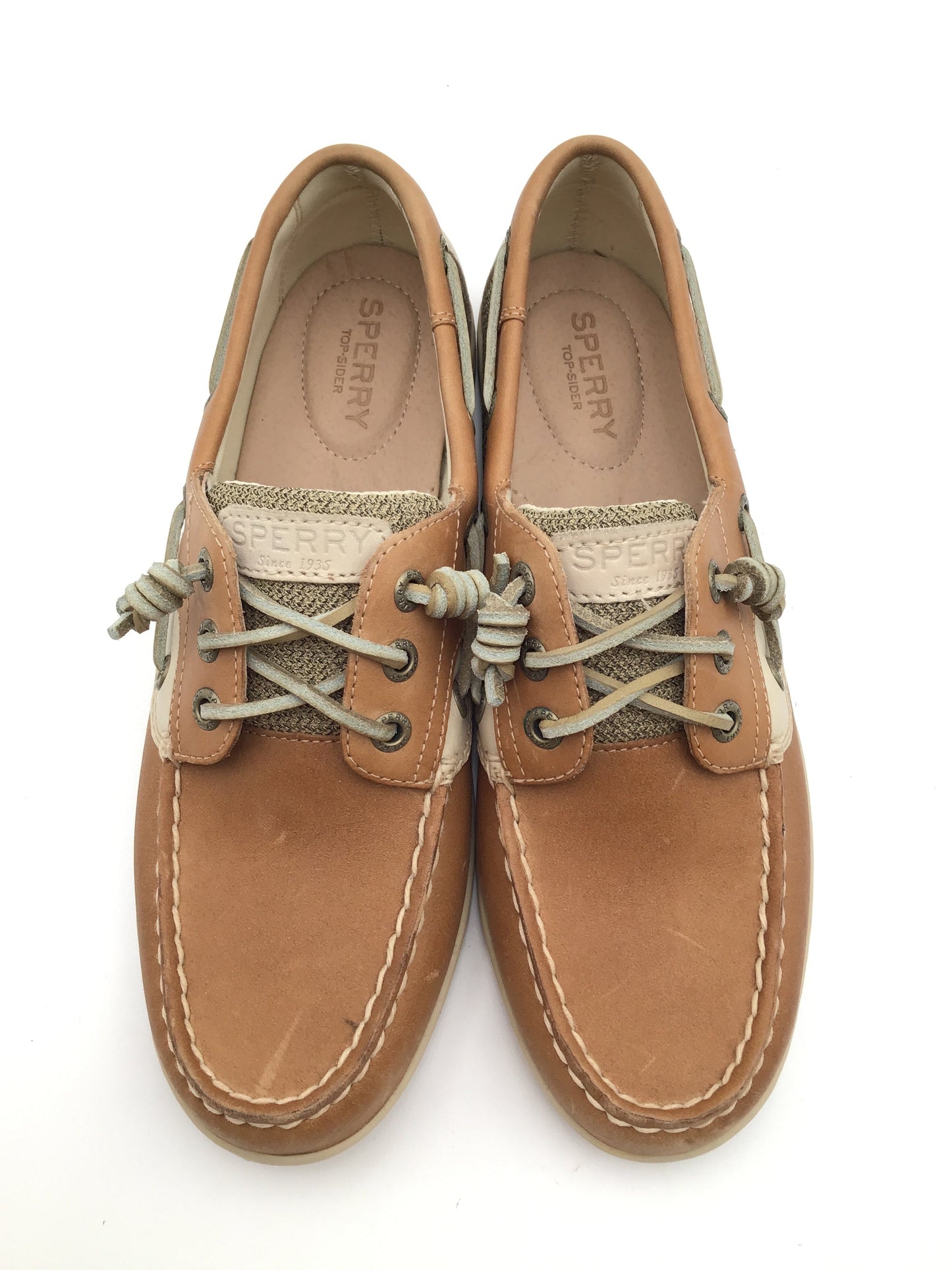 Tan Shoes Flats Sperry, Size 8