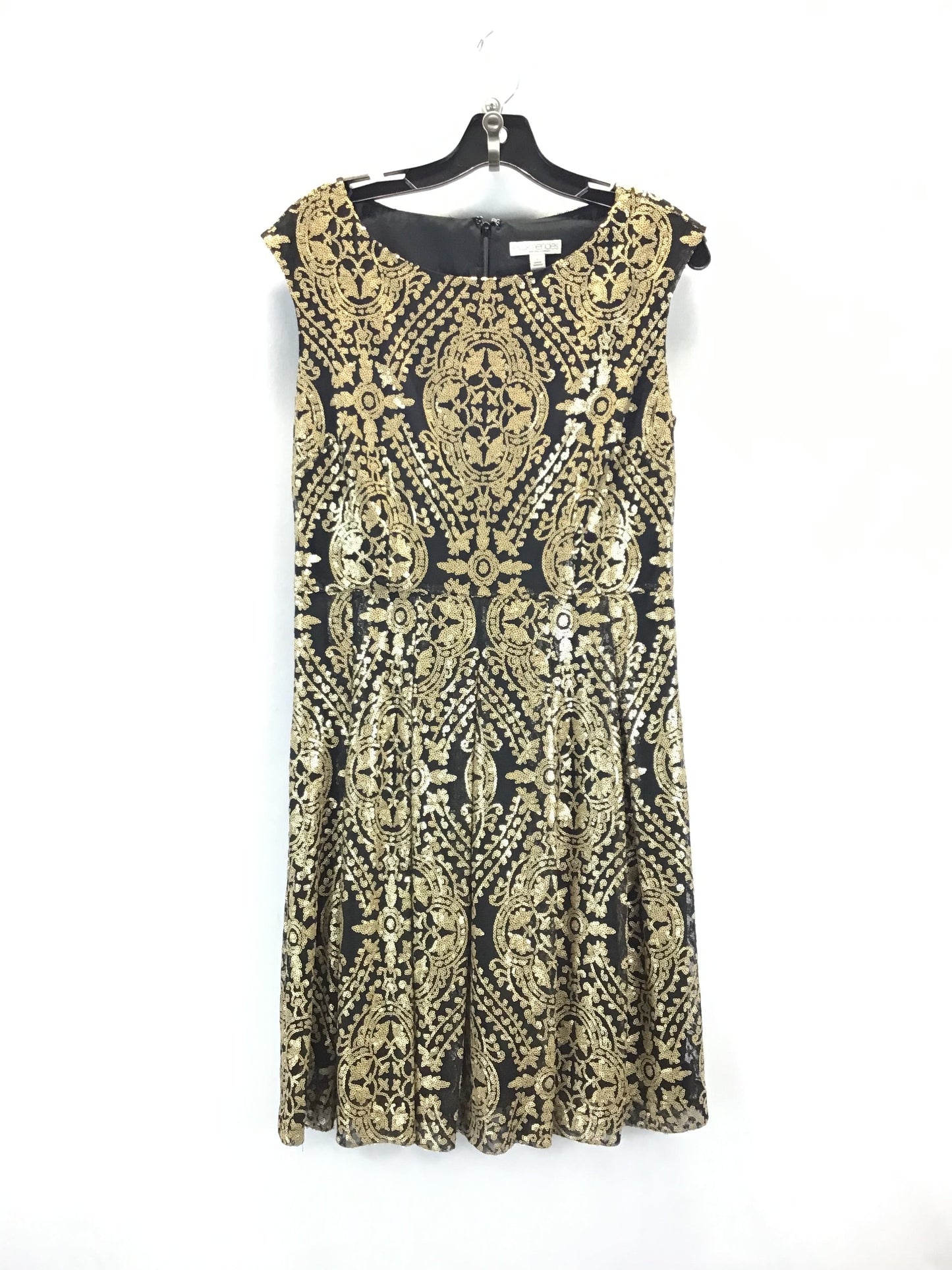 Dress Party Midi By Eva Mendes In Black & Gold, Size: 6