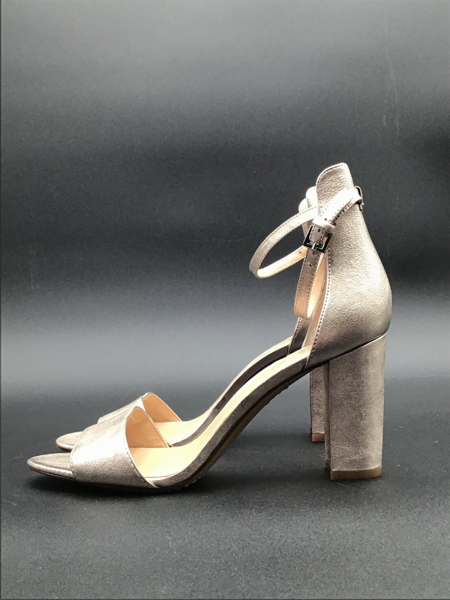Gold Sandals Heels Block Vince Camuto, Size 9.5