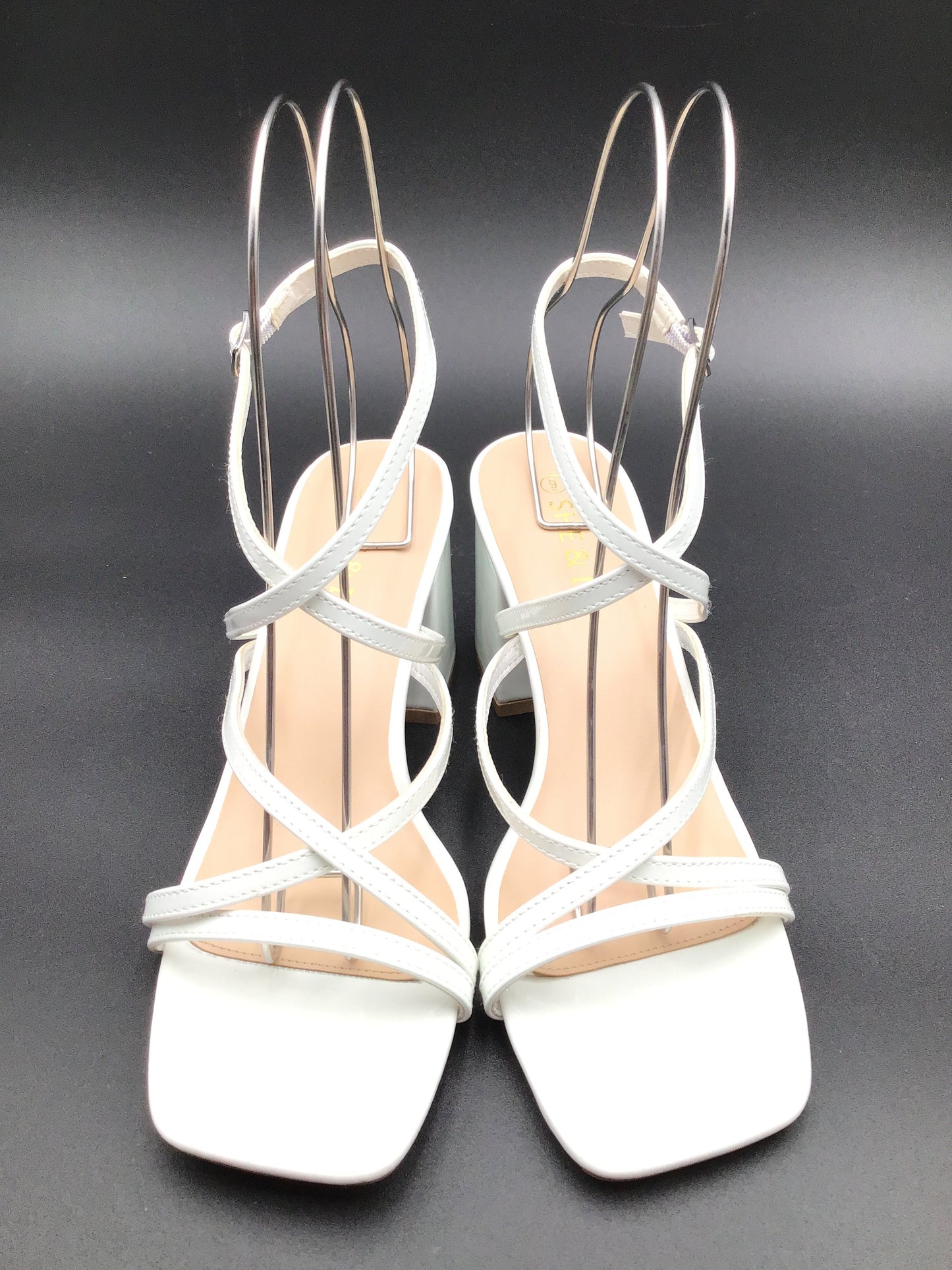 White Sandals Heels Block Shein, Size 9