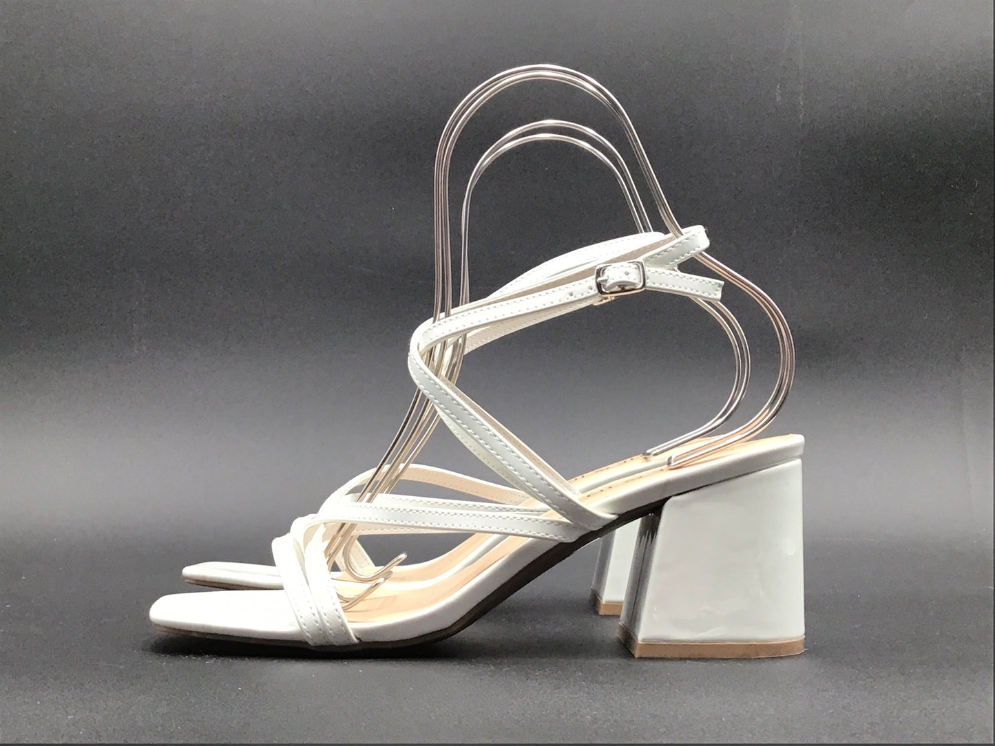 White Sandals Heels Block Shein, Size 9