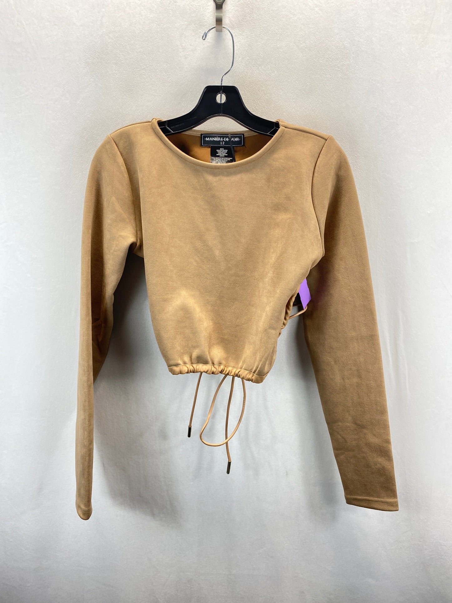 Top Long Sleeve By Cmc In Tan, Size: 12